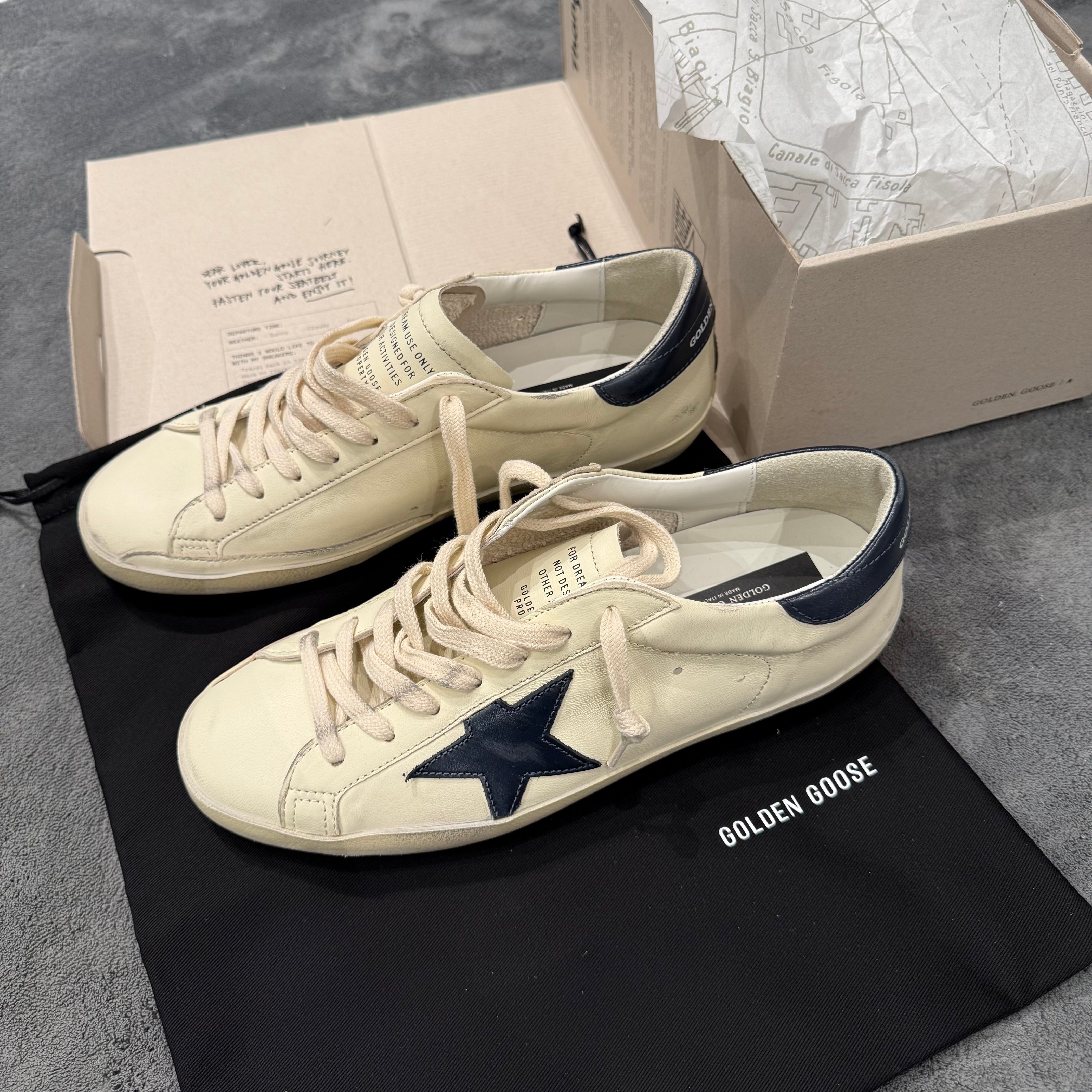 GOLDEN GOOSE SUPER STAR CLASSIC WHITE STAR & TACCO BLUE