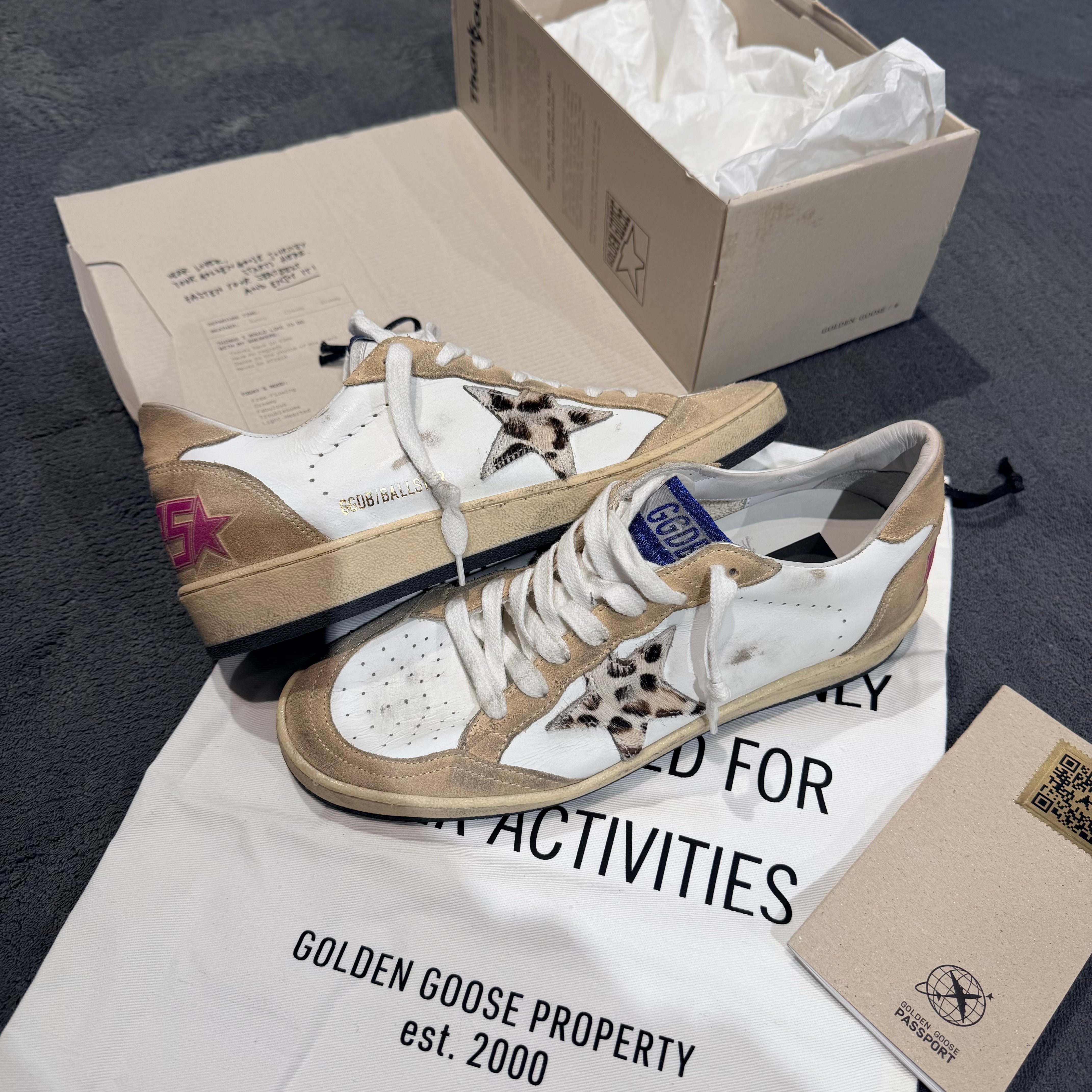 GOLDEN GOOSE BALLSTAR STELLA LIGHT LEOPARD & TACCO PINK