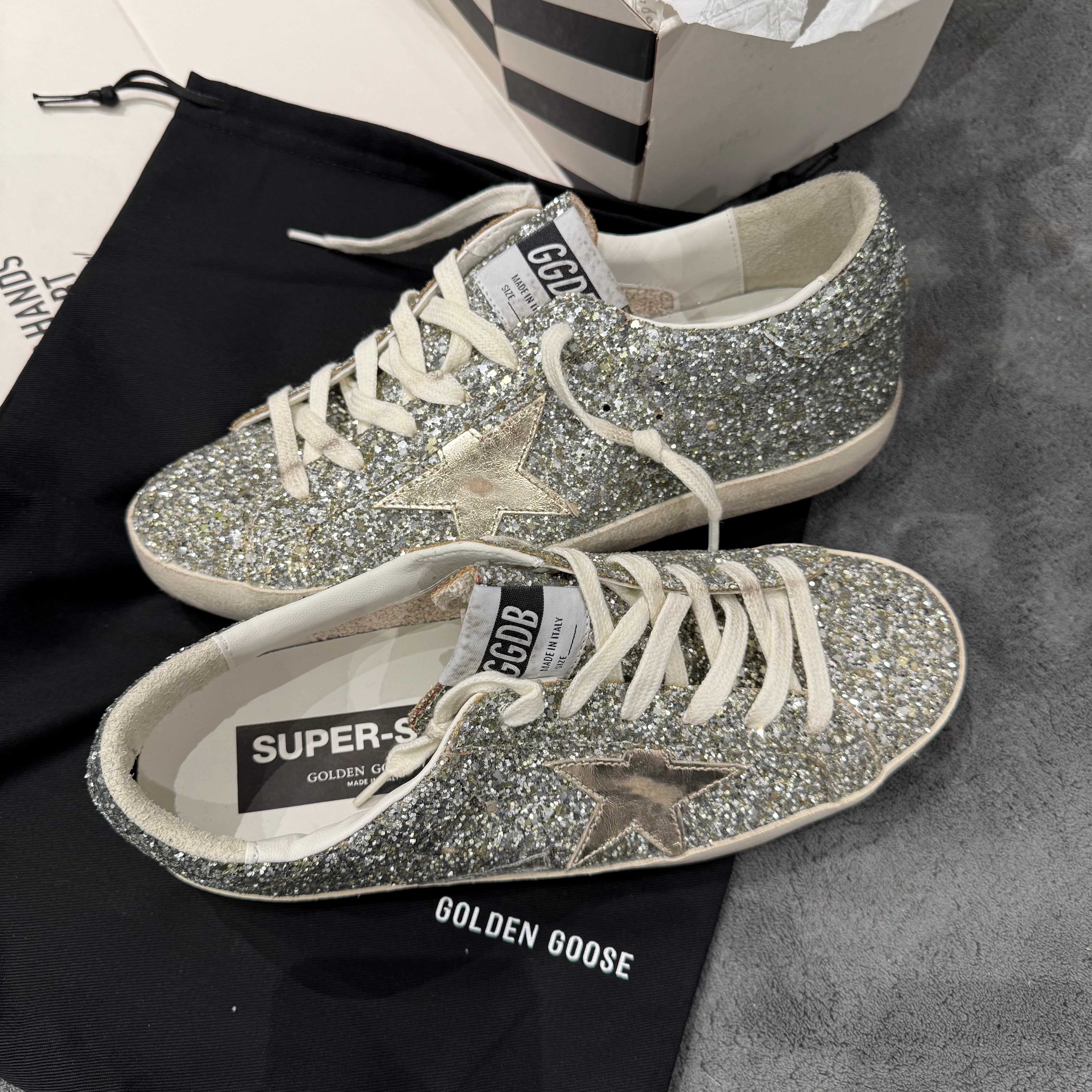 GOLDEN GOOSE SUPER STAR FULL GLITTER STAR BRONZE