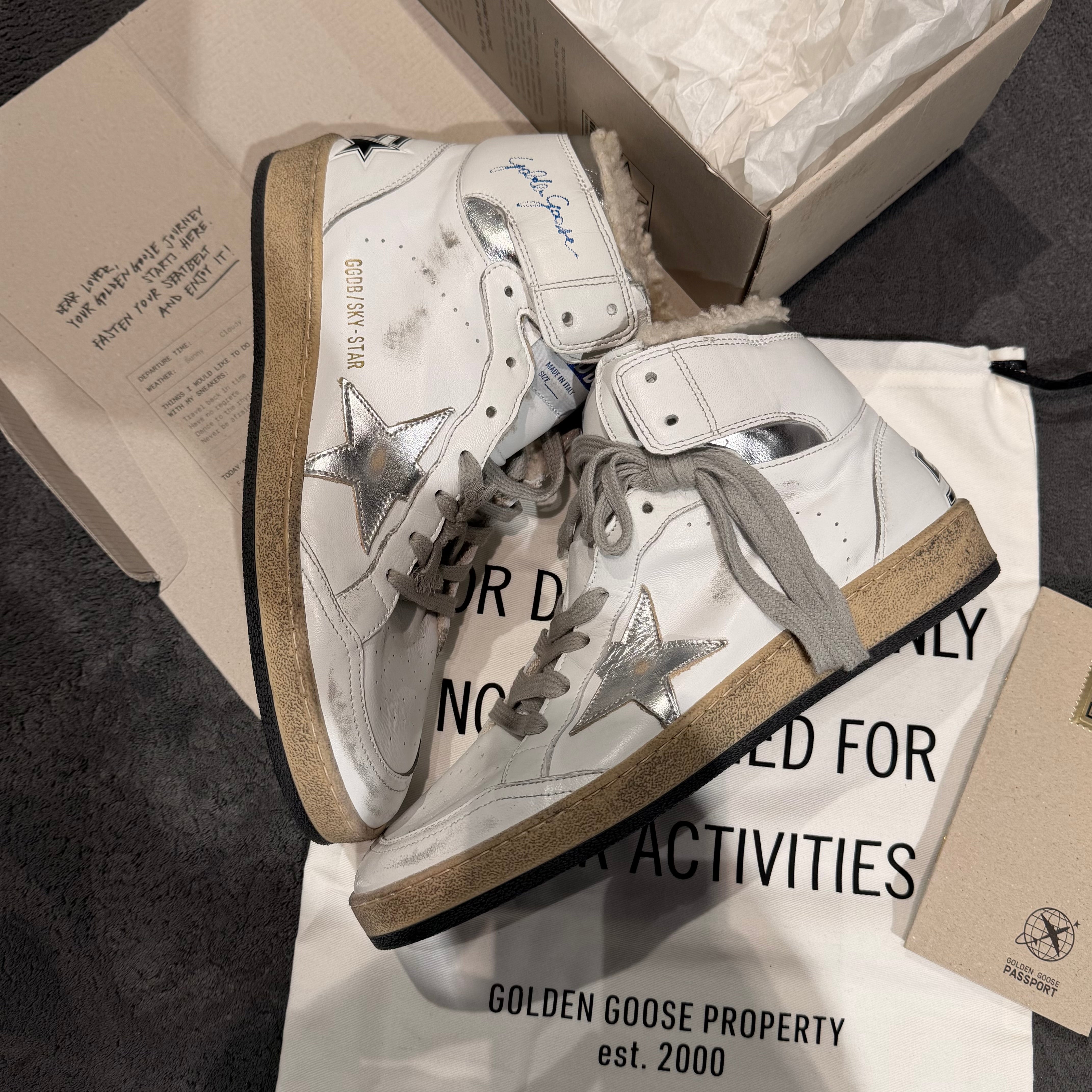 GOLDEN GOOSE SKY STAR STELLA METALLIC SILVER & INTERNO TEDDY