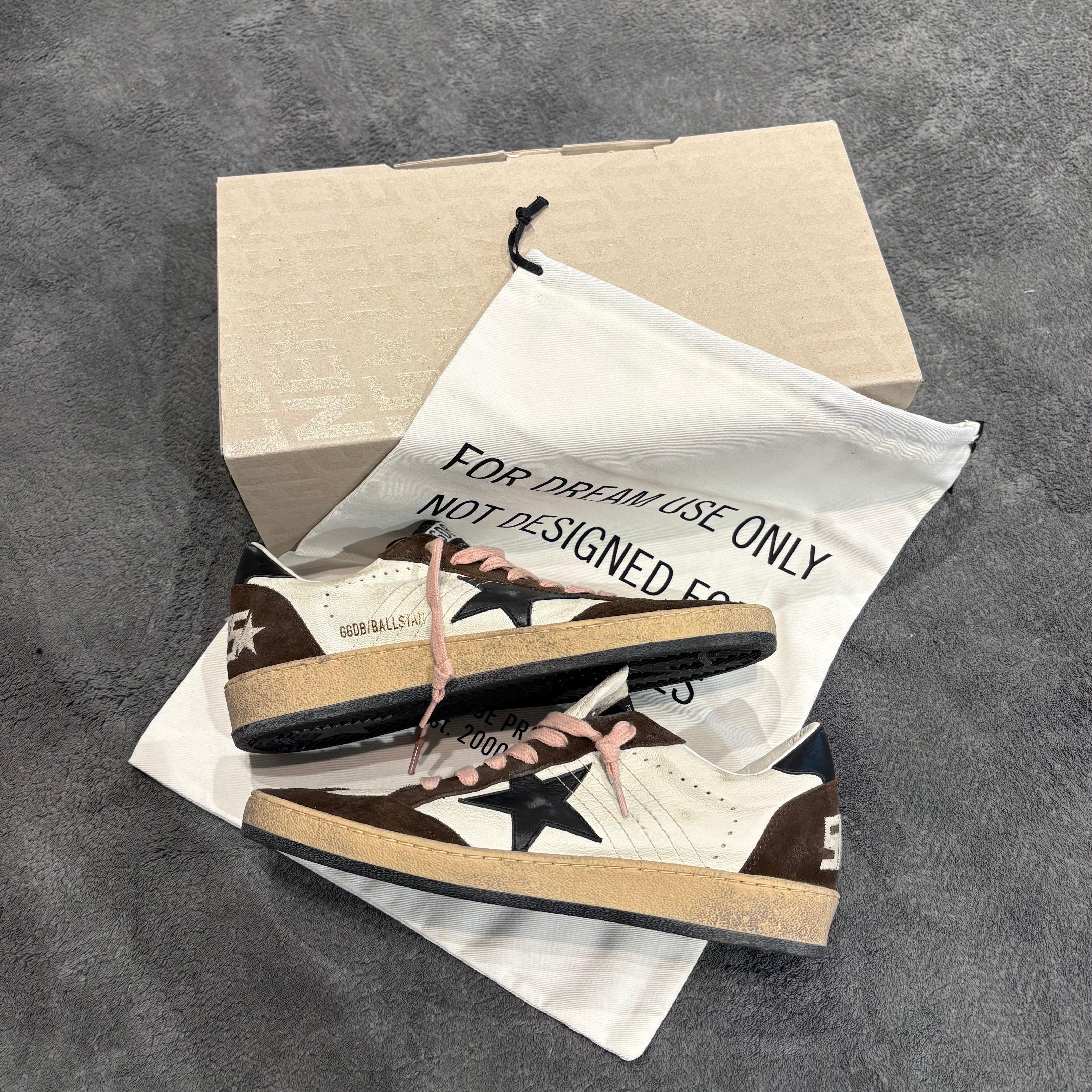 GOLDEN GOOSE BALLSTAR BROWN LACES PINK