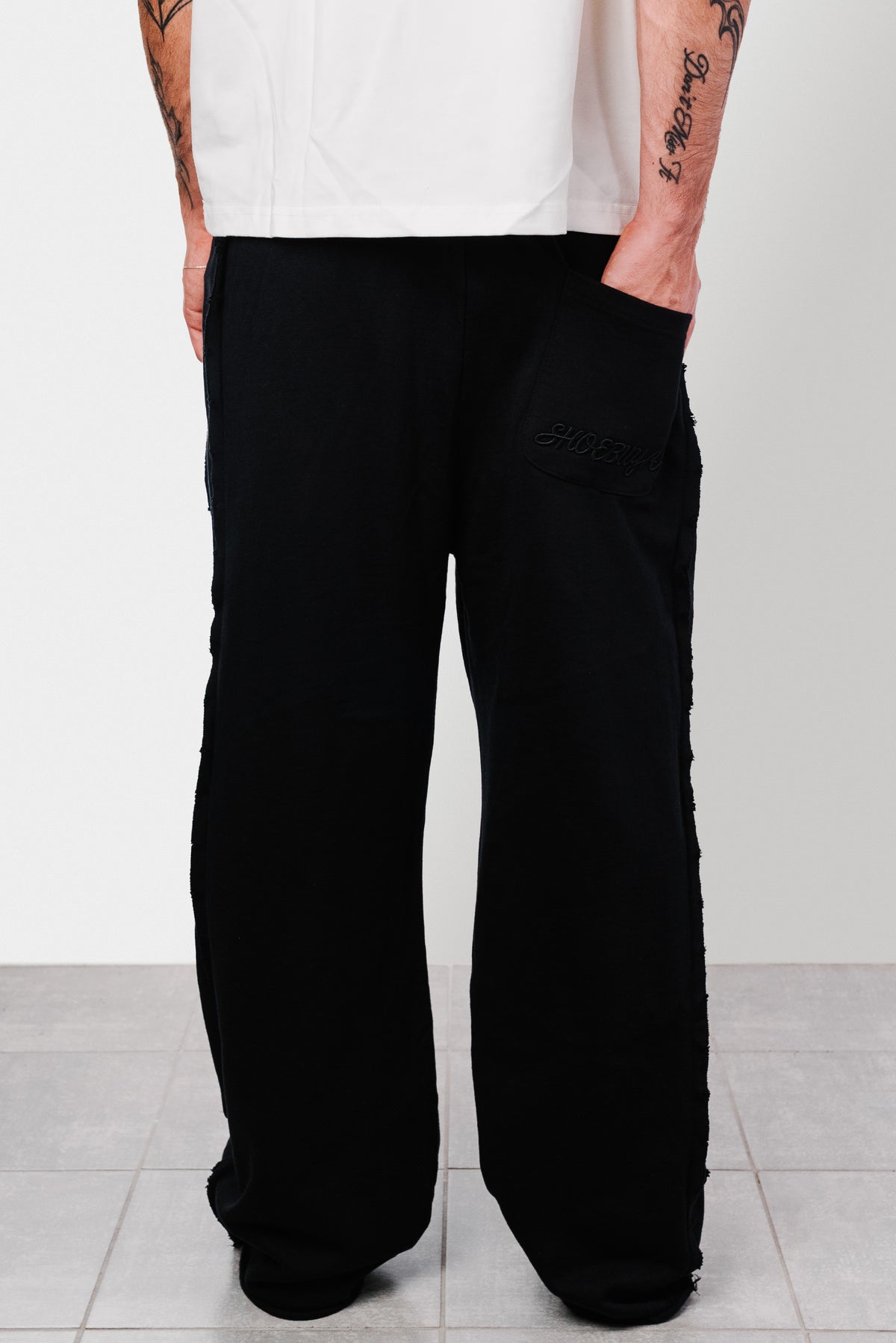 DISTRESSED BLACK SWEATPANTS - TheDoubleE x Shoebuya