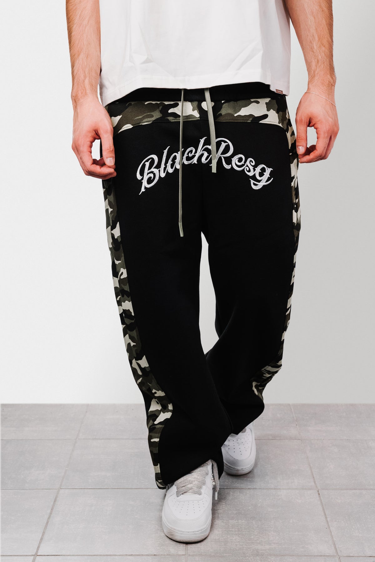 CAMO WAIST BLACK SWEATPANTS - Shoebuya Design