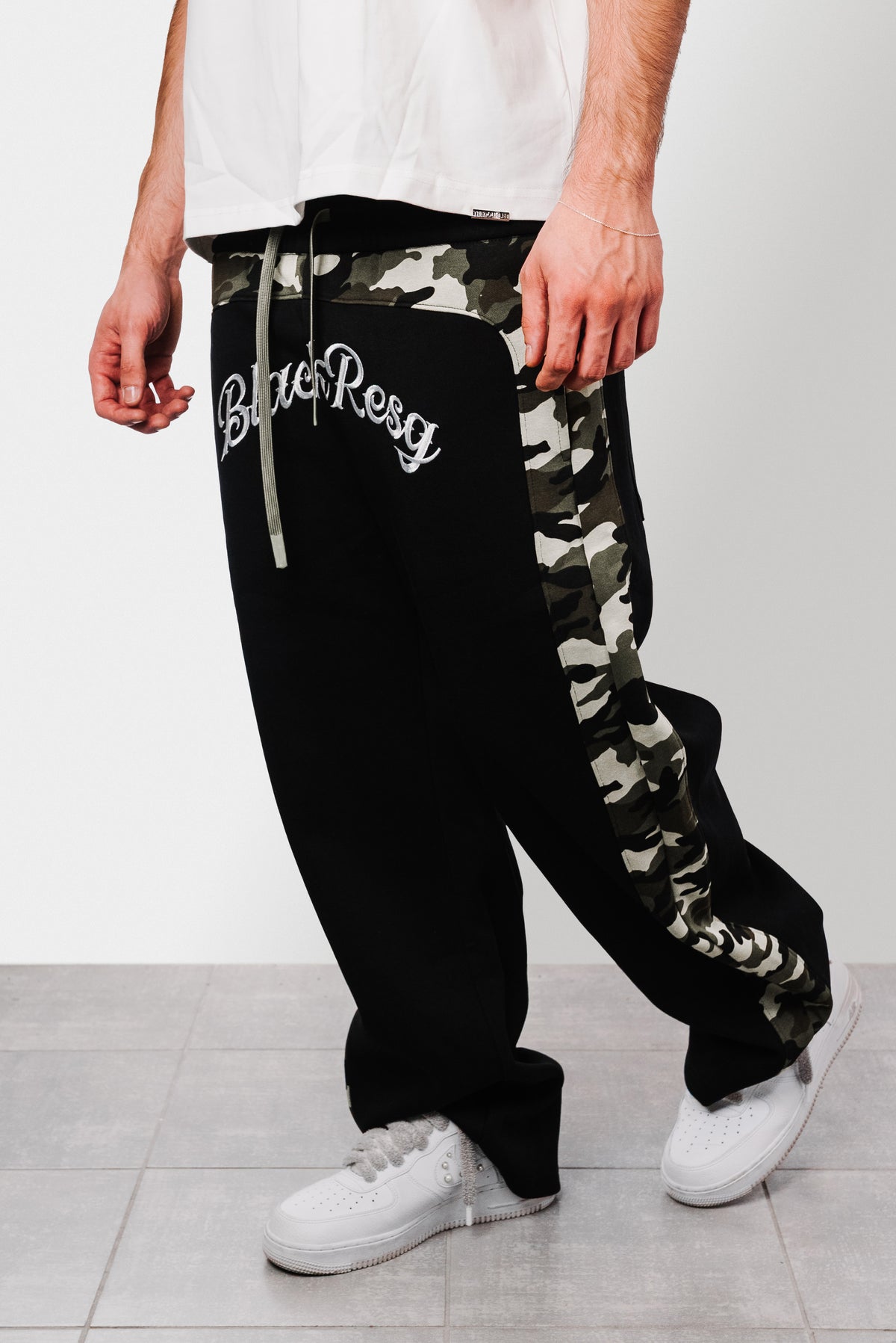 CAMO WAIST BLACK SWEATPANTS - Shoebuya Design
