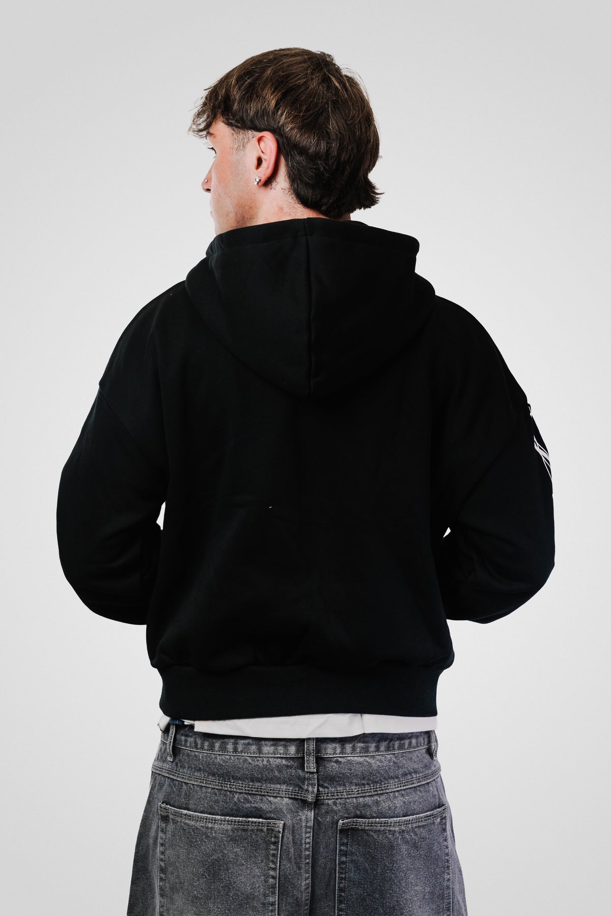 WRITING SOMETHING BLACK ZIP HOODIE - Shoebuya Design