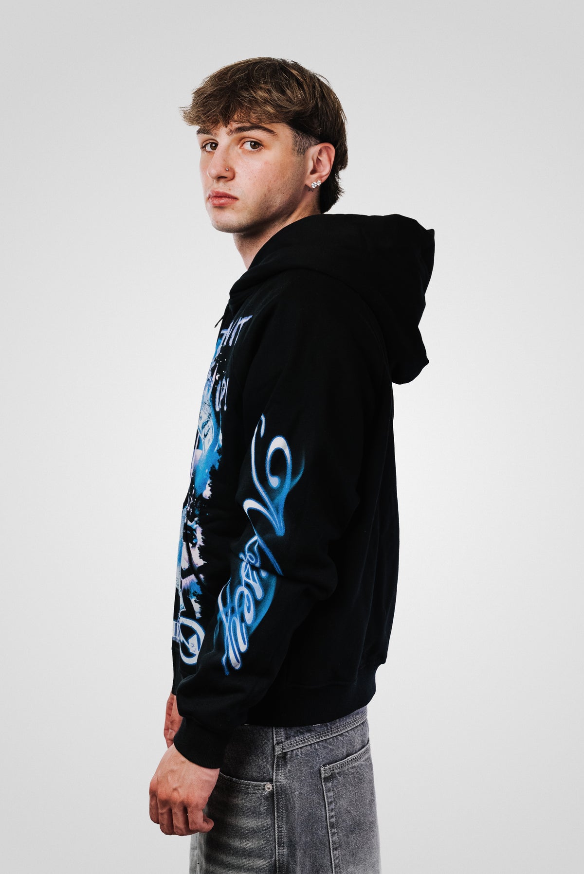 TURN IT THE FUCK UP GLITTER BLACK HOODIE - Noissey Brand