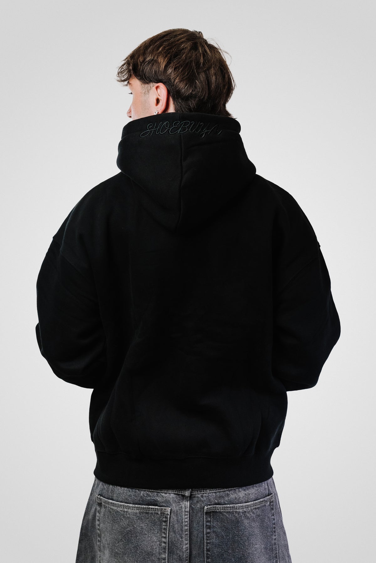 PERFECT EMBROIDERED BLACK HOODIE - TheDoubleE x Shoebuya