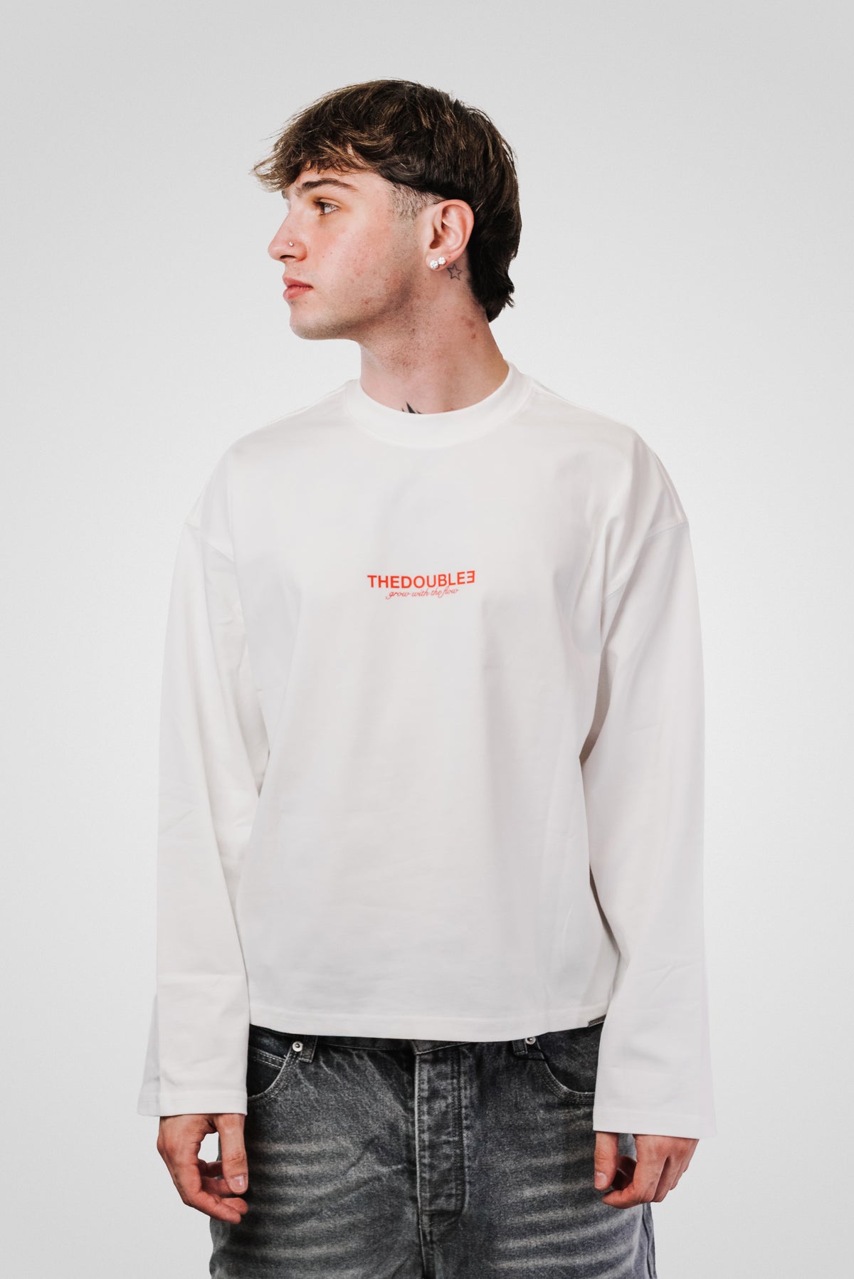 SCRIVIMI BOXY LONGSLEEVE WHITE - TheDoubleE