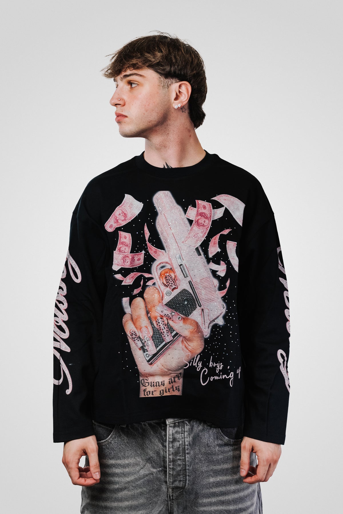 PINK GLOCK GLITTER BLACK LONGSLEEVE - Noissey Brand