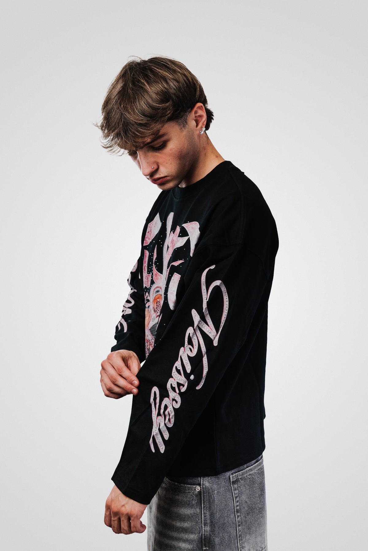 PINK GLOCK GLITTER BLACK LONGSLEEVE - Noissey Brand