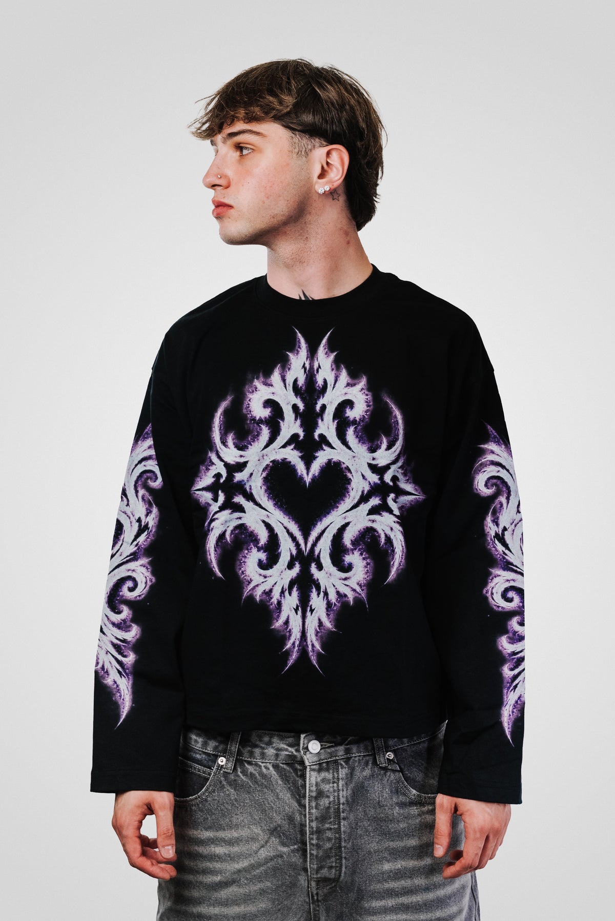 GREGORIAN PURPLE NEON BLACK LONGSLEEVE - Shoebuya Design