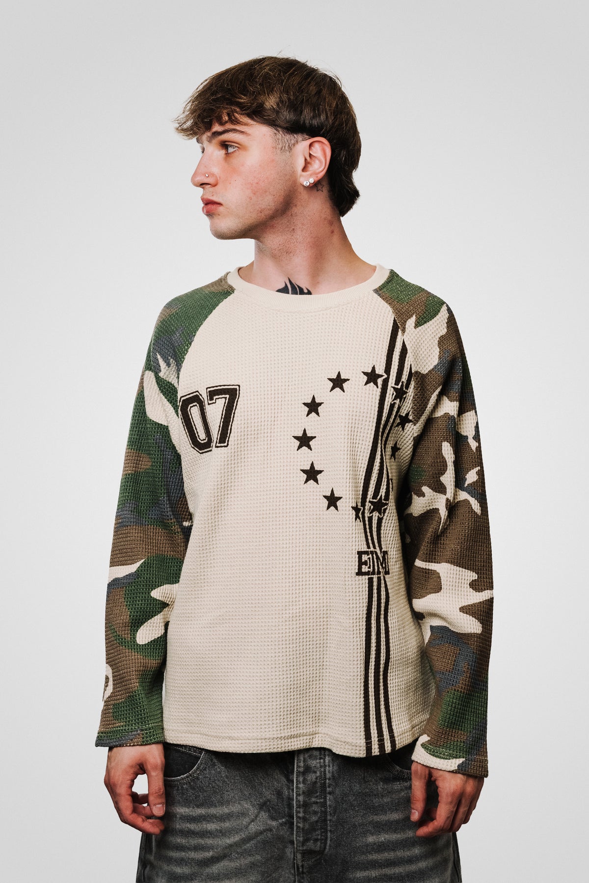 07 STAR CREAM CAMO WAFFLE LONGSLEEVE - Shoebuya Design