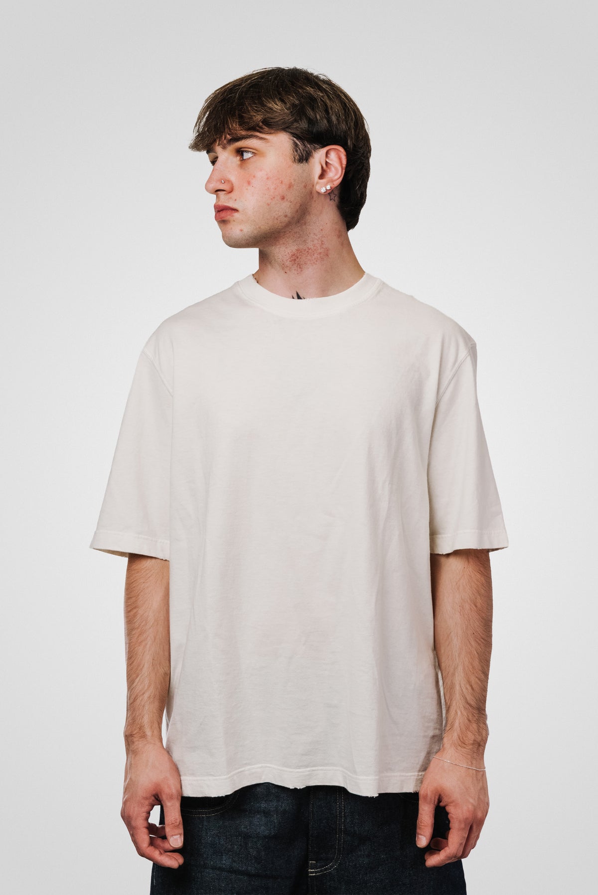 GOLDEN GOOSE PATCH LOGO IVORY TEE