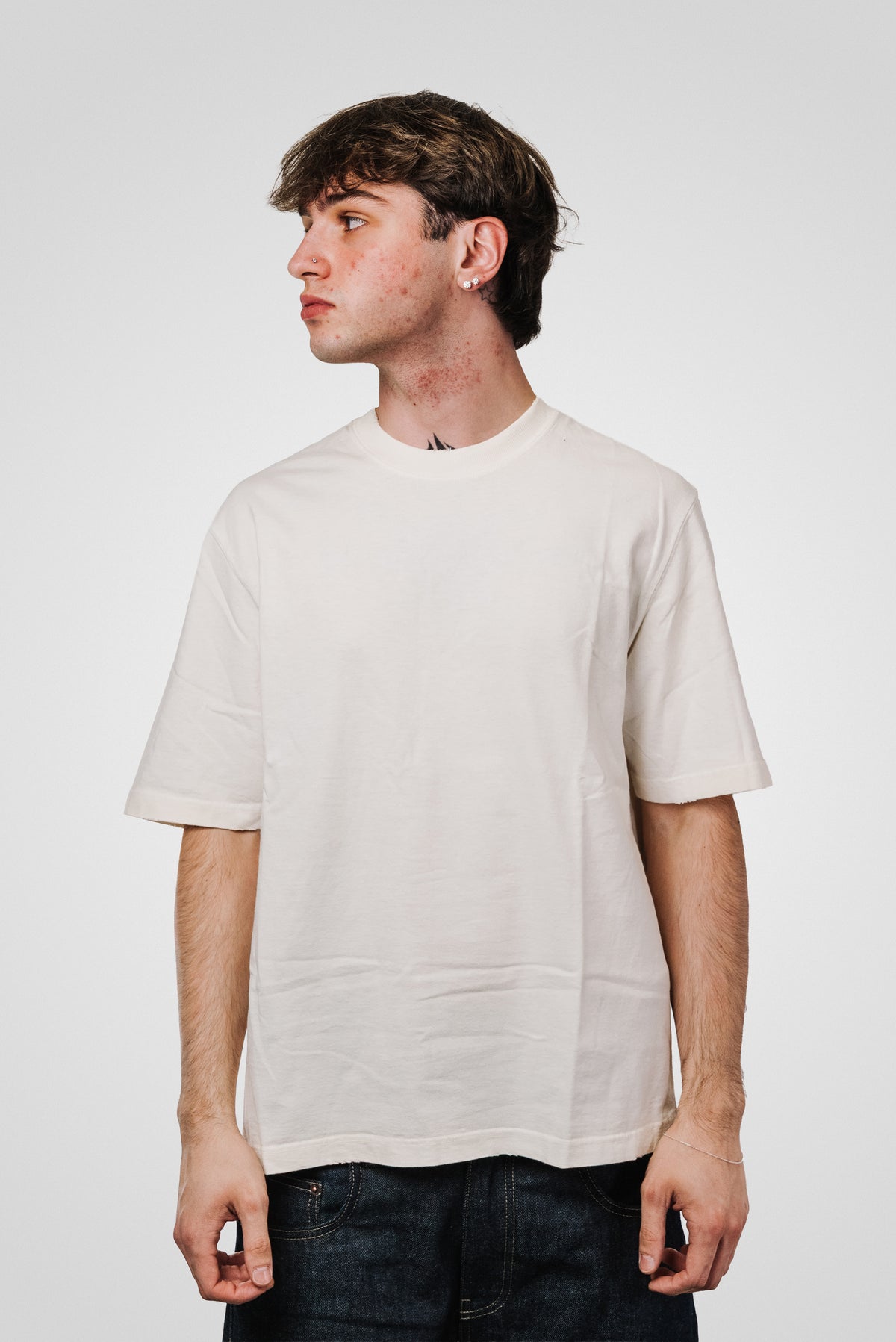 GOLDEN GOOSE VINTAGE STAR LOGO IVORY TEE
