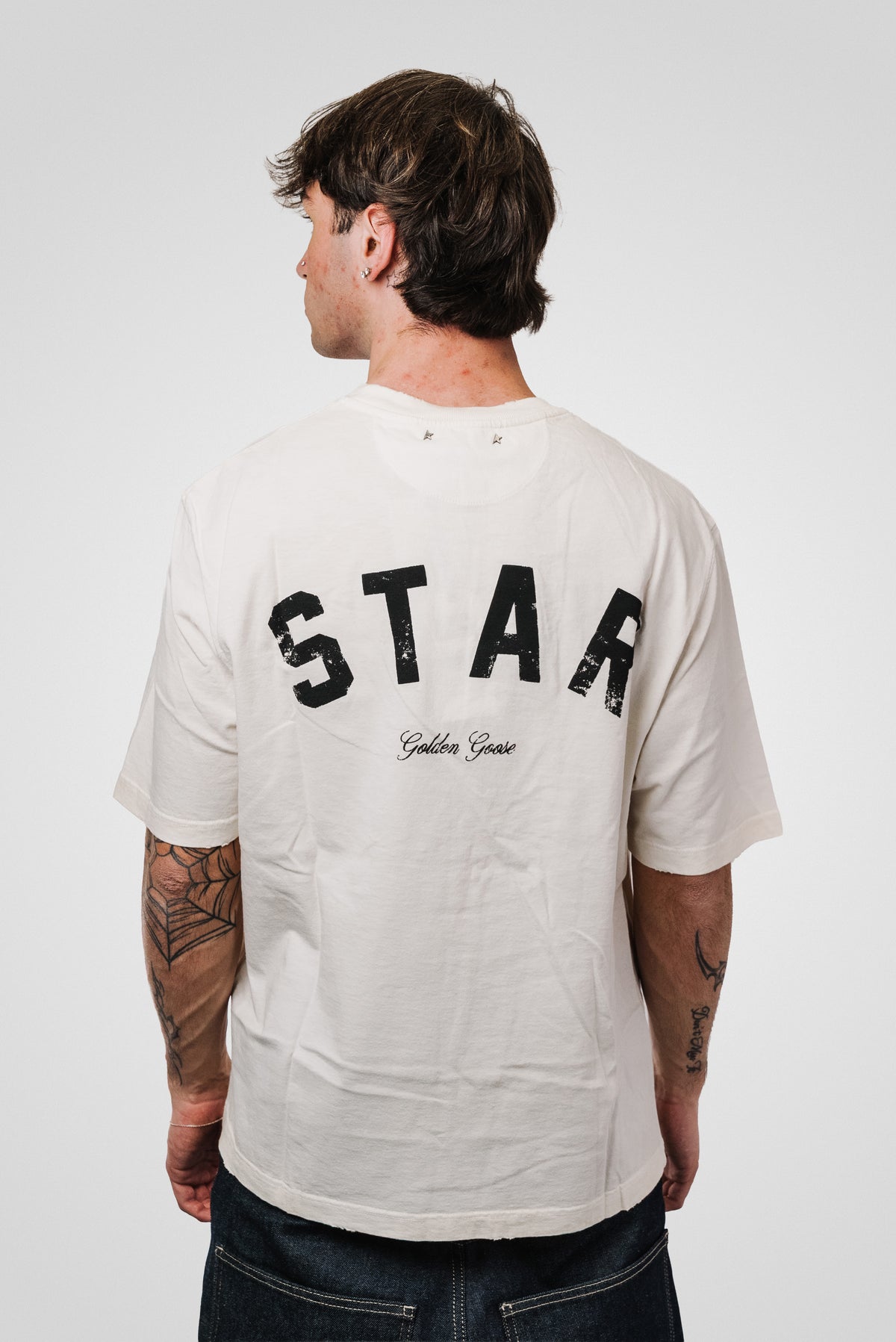 GOLDEN GOOSE VINTAGE STAR LOGO IVORY TEE