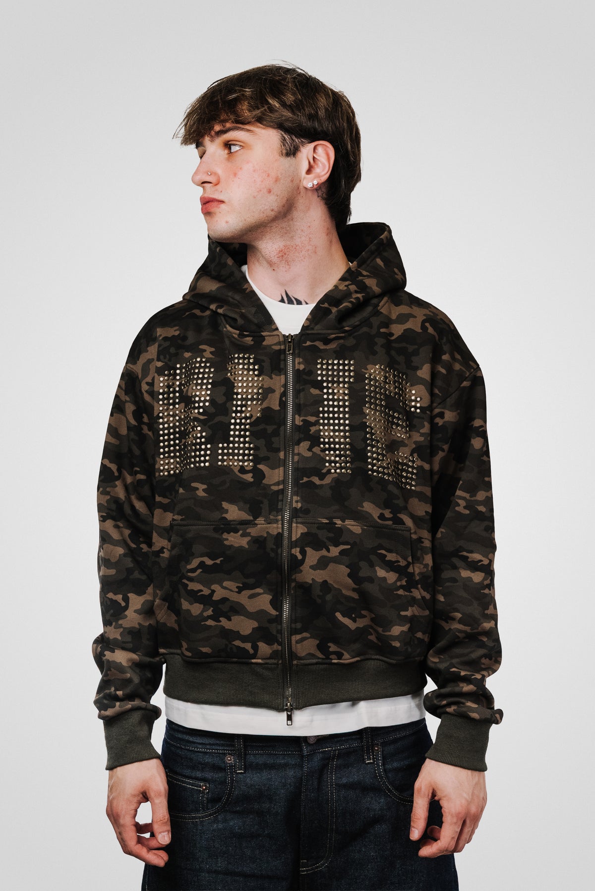 DOTS CAMO GREEN ZIP HOODIE - Shoebuya Design