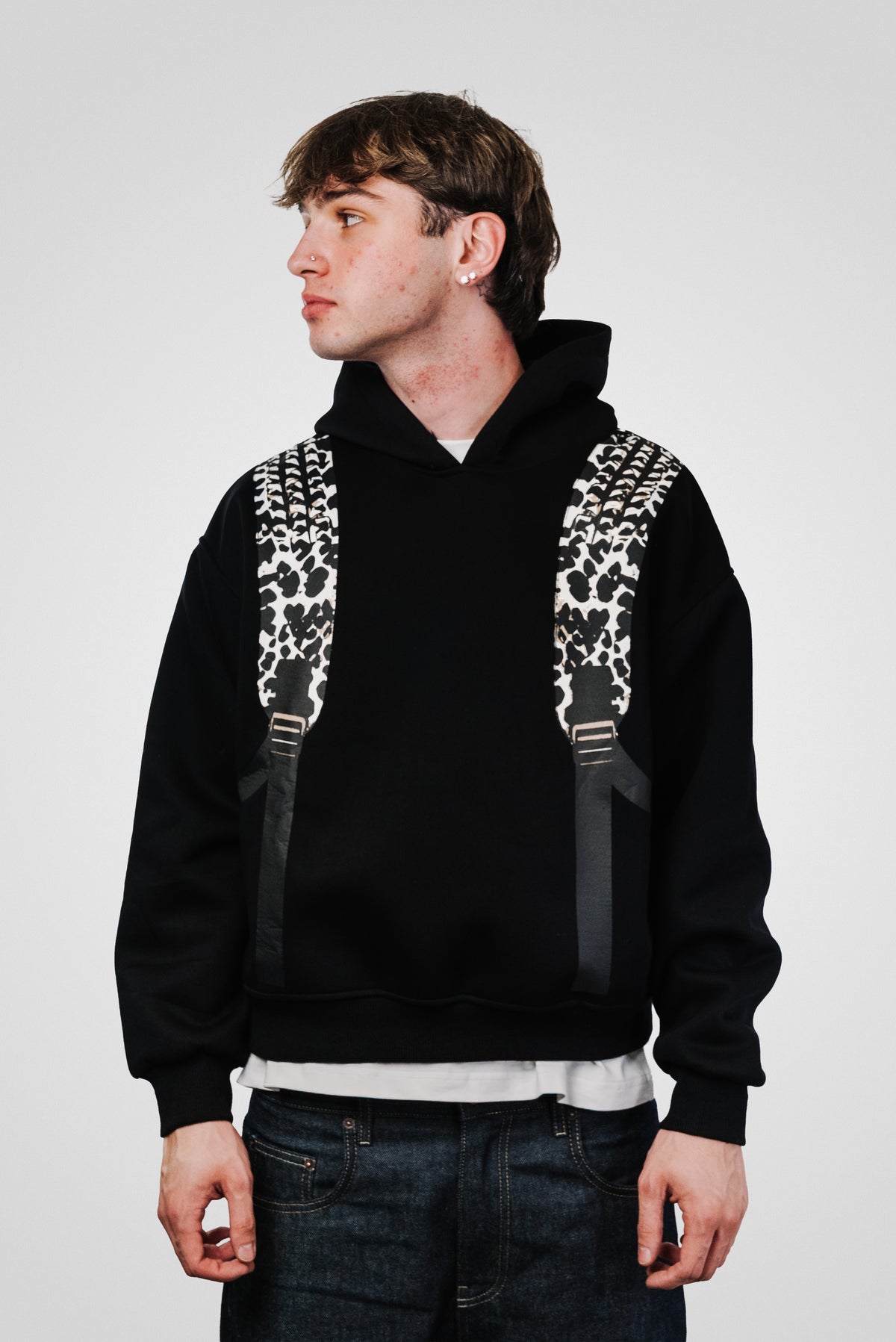 LEOPARD BAG BLACK HOODIE - Shoebuya Design