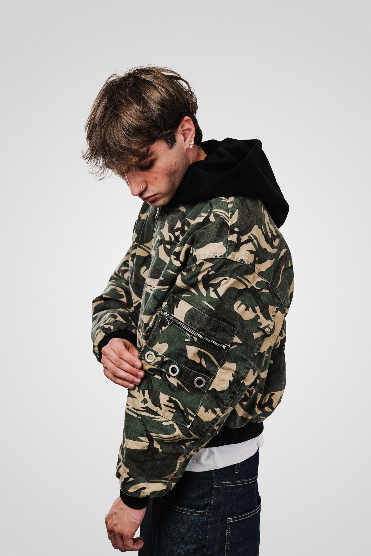 BOMBER CAMO GREEN JACKET - Shoebuya Design
