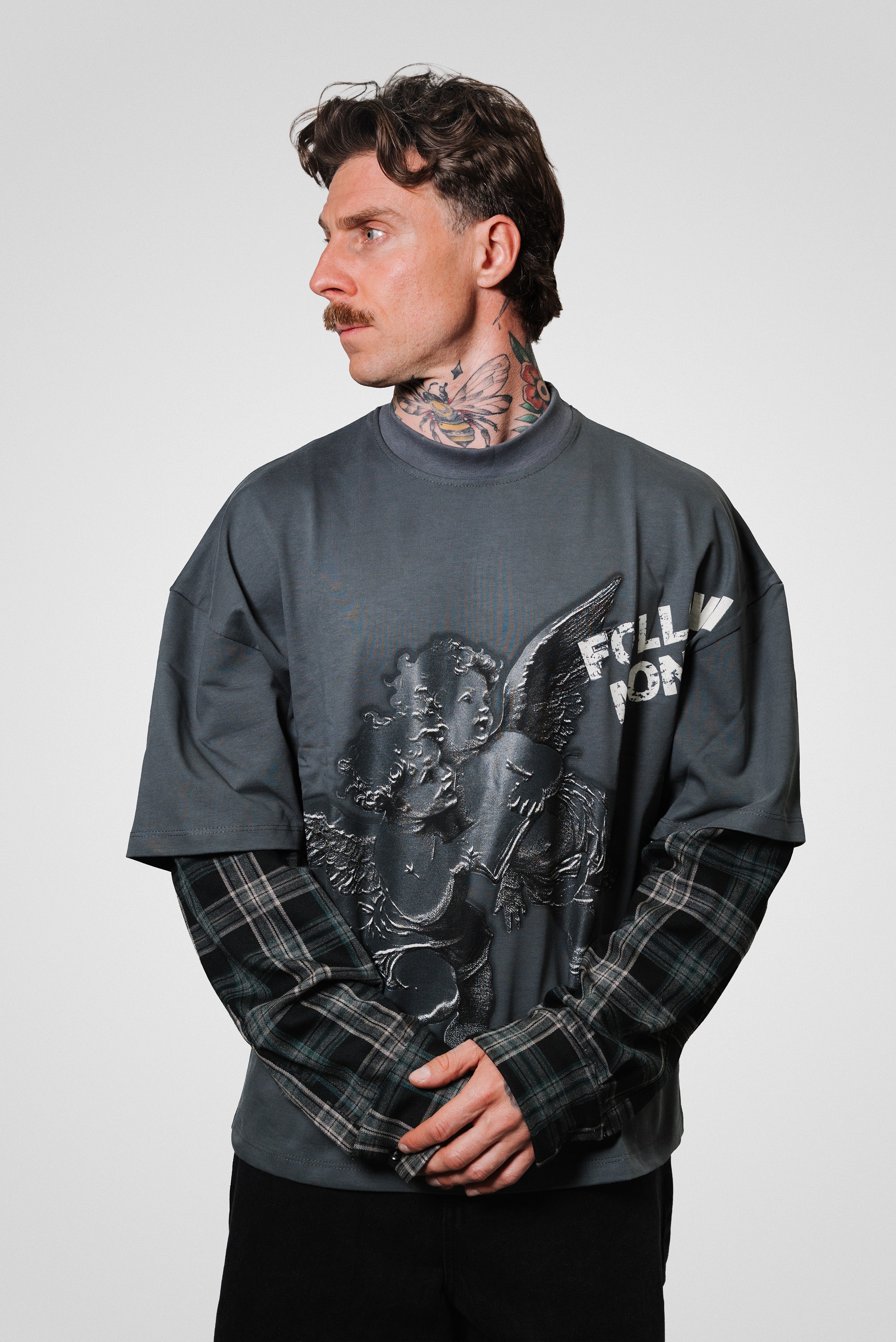 ANGEL DOUBLE SCOTTISH LONGSLEEVE TEE DARK GREY - Replacement Brand