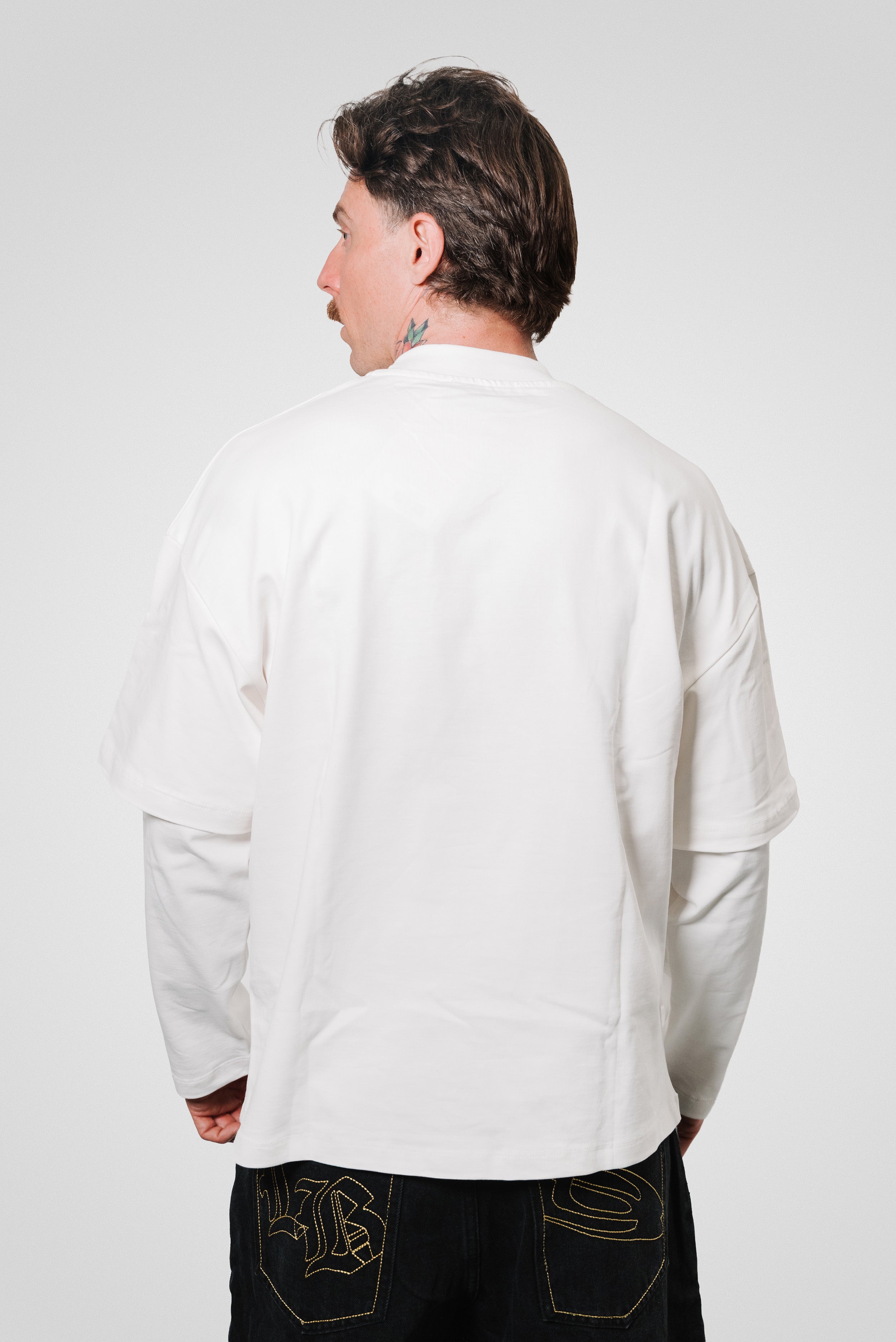 23 FLAME DOUBLE LONGSLEEVE TEE WHITE - Replacement Brand