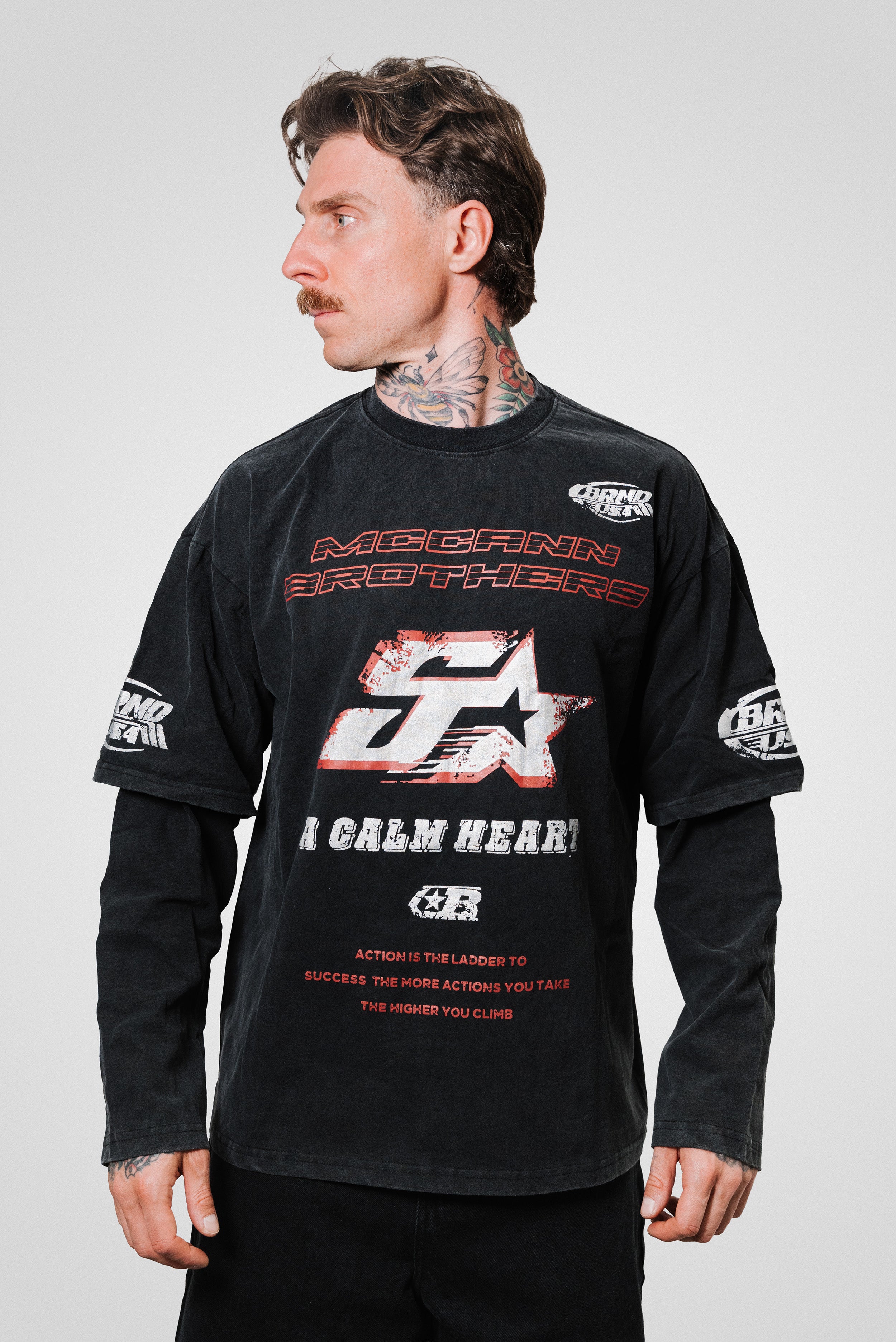 BROTHERS WASHED BLACK DOUBLE LONGSLEEVE - Shoebuya Design