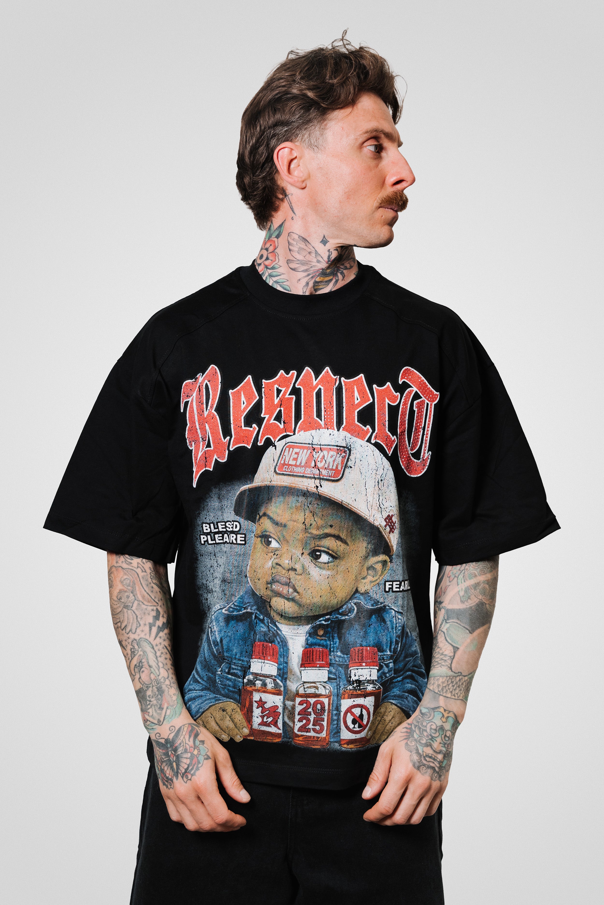 RESPECT GLITTER TEE BLACK