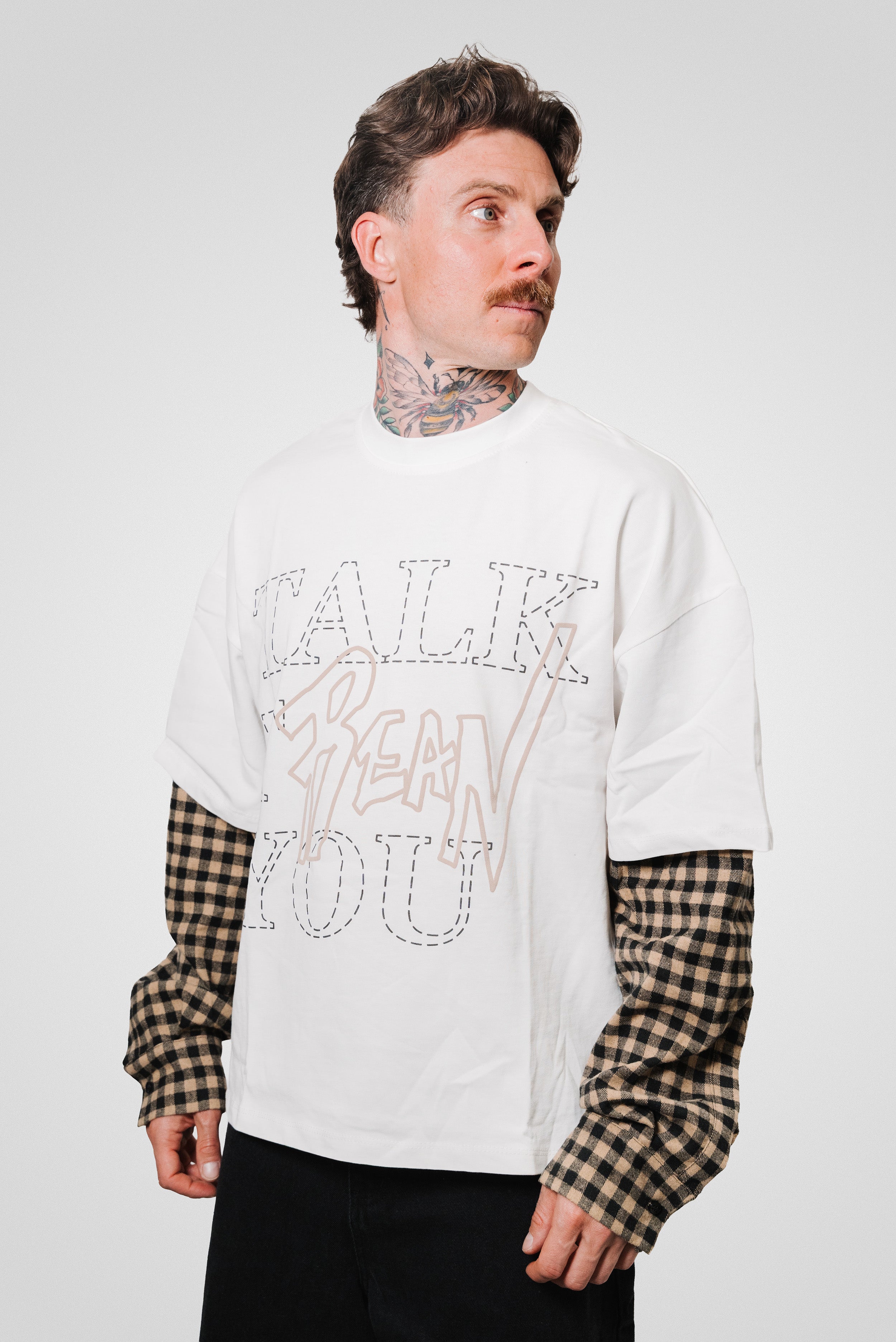 TALK DOUBLE SCOTTISH LONGSLEEVE TEE WHITE - Replacement Brand