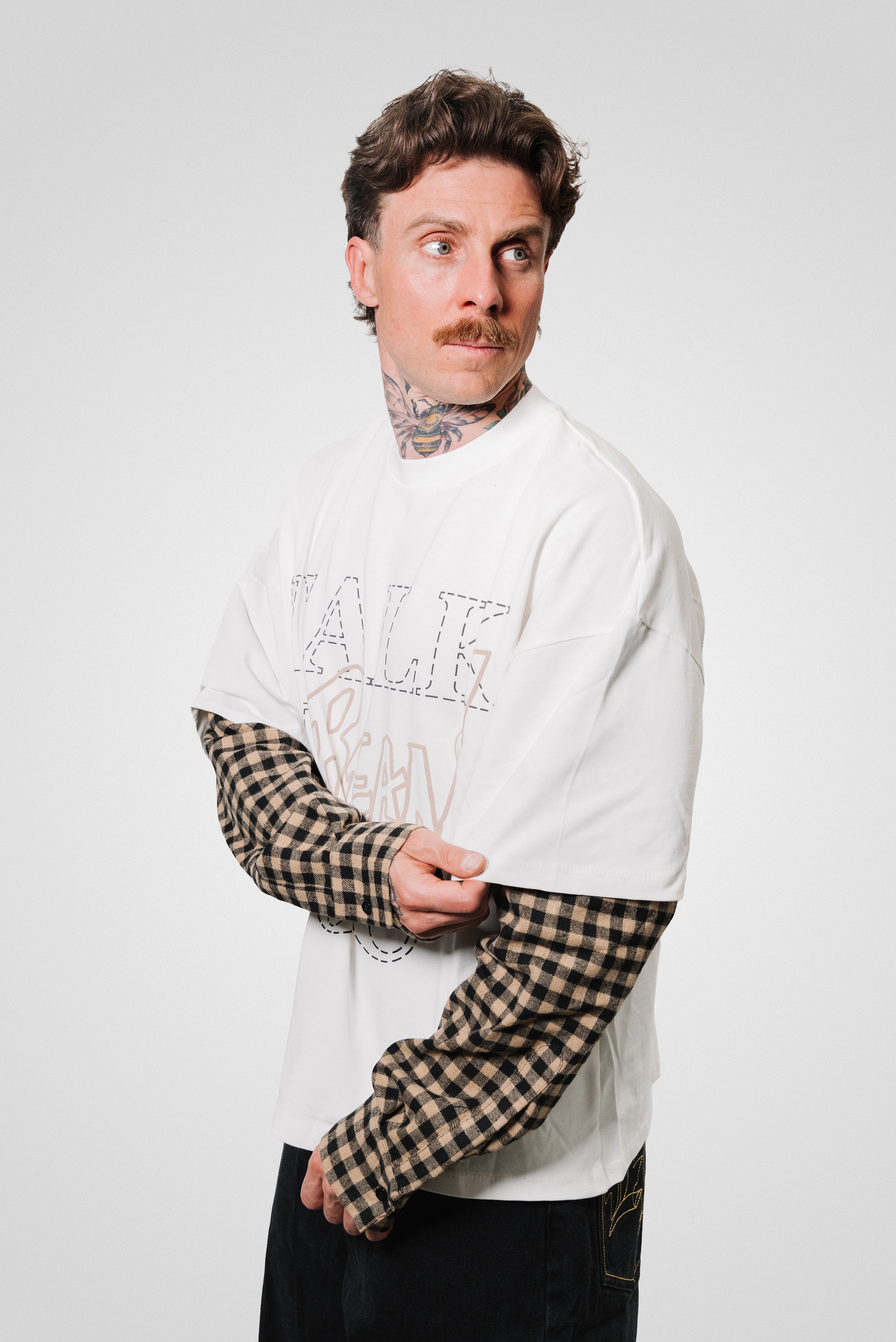TALK DOUBLE SCOTTISH LONGSLEEVE TEE WHITE - Replacement Brand
