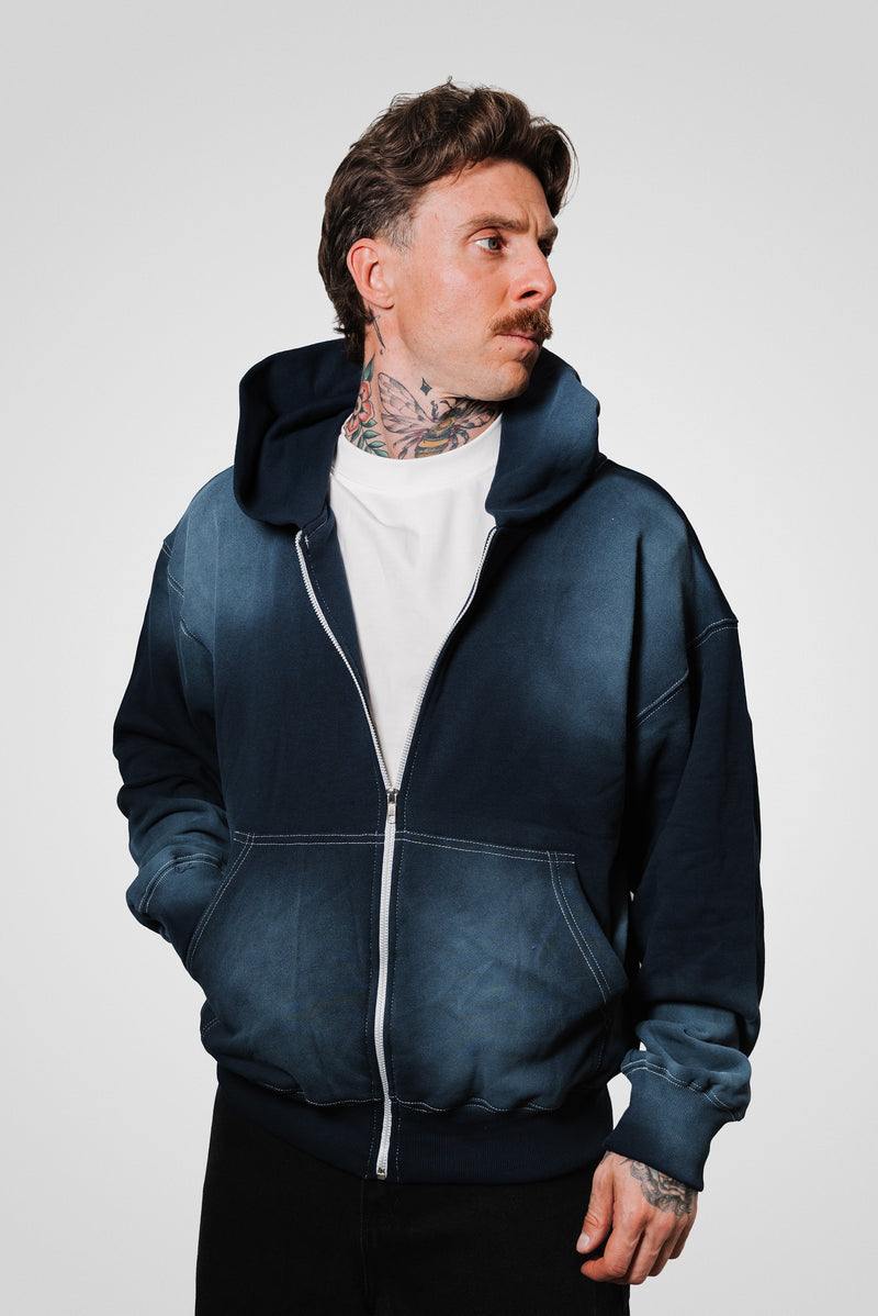 BLU BASIC ZIP HOODIE - ALESSIO GIFFI