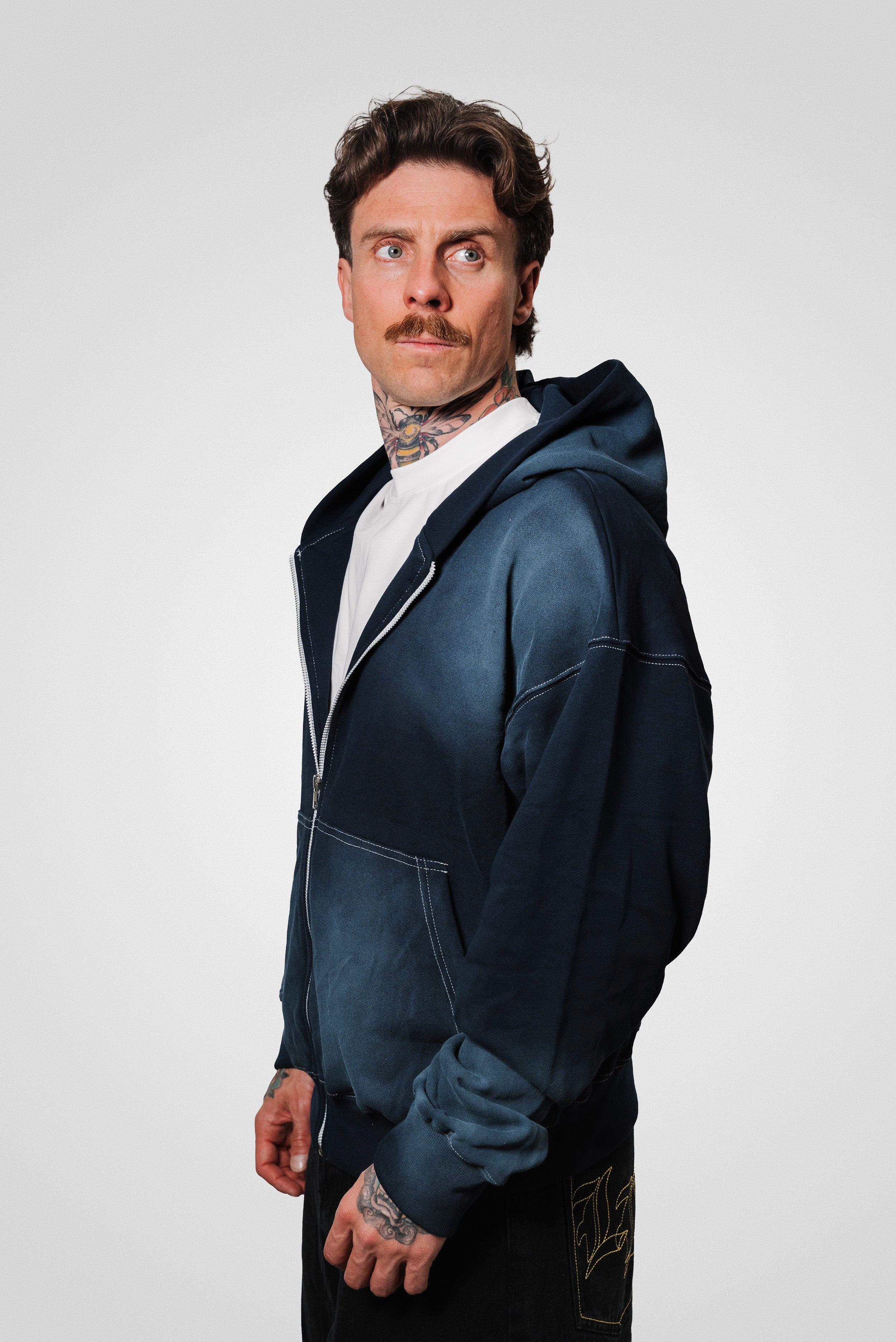 BLU BASIC ZIP HOODIE - ALESSIO GIFFI