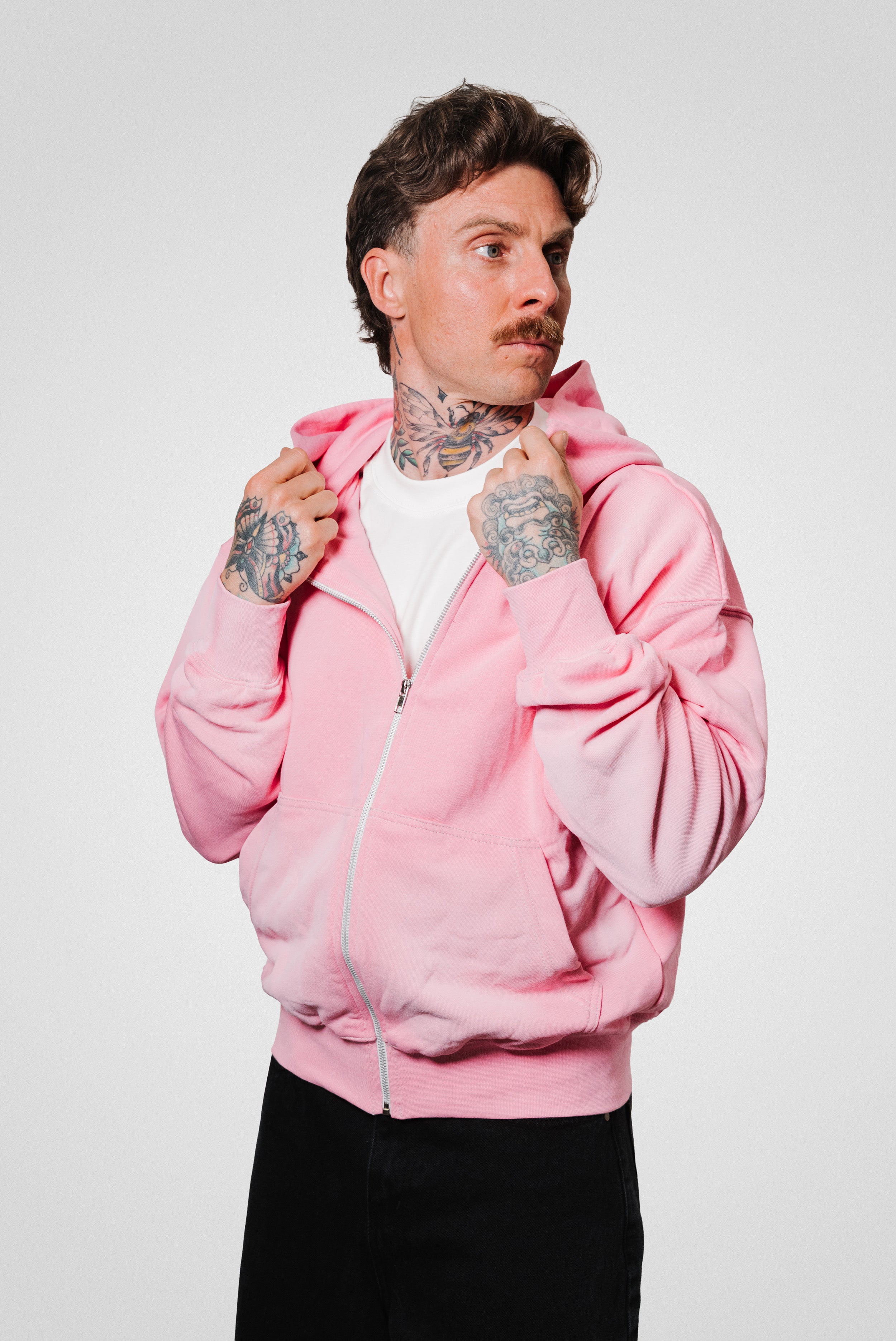PINK BASIC ZIP HOODIE - ALESSIO GIFFI