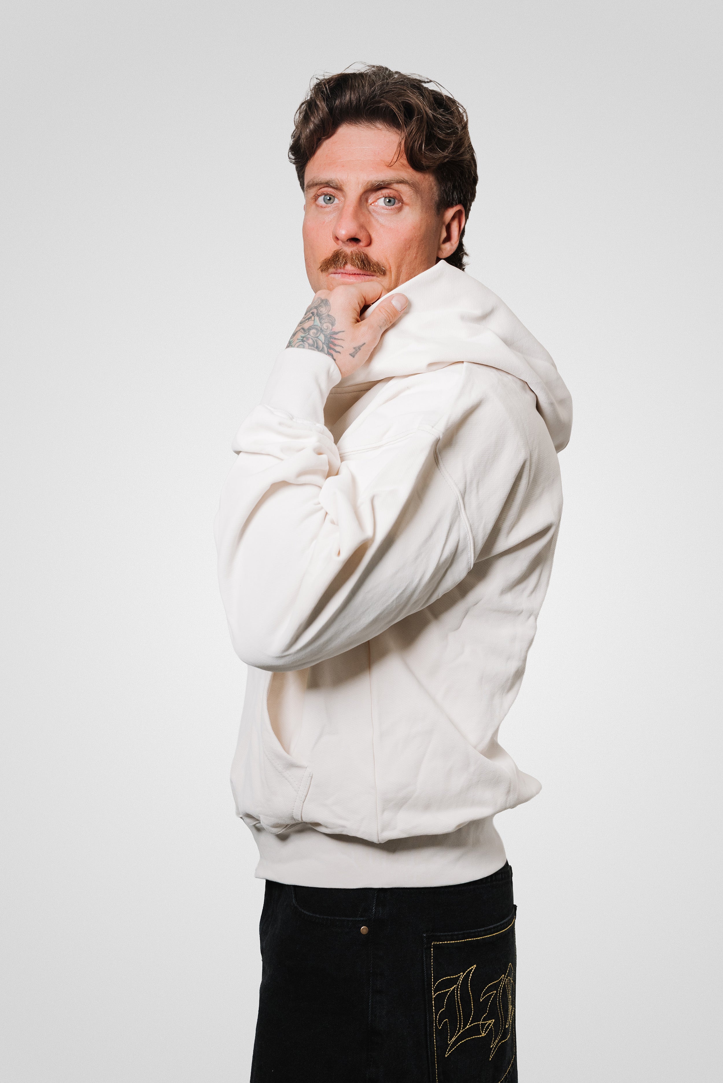 WHITE BASIC ZIP HOODIE - ALESSIO GIFFI