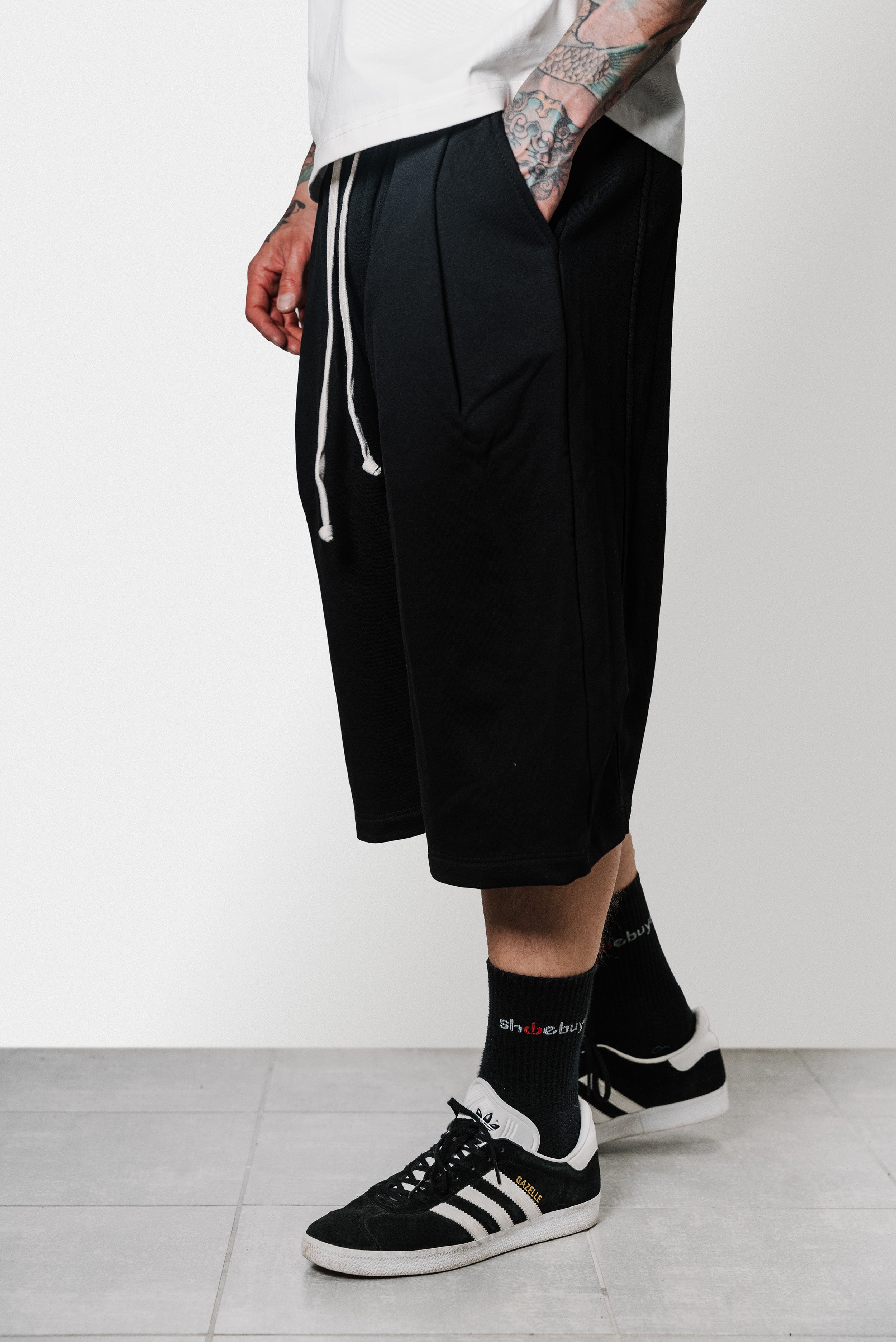 SUPER BAGGY BLACK COTTON SHORTS - Replacement Brand