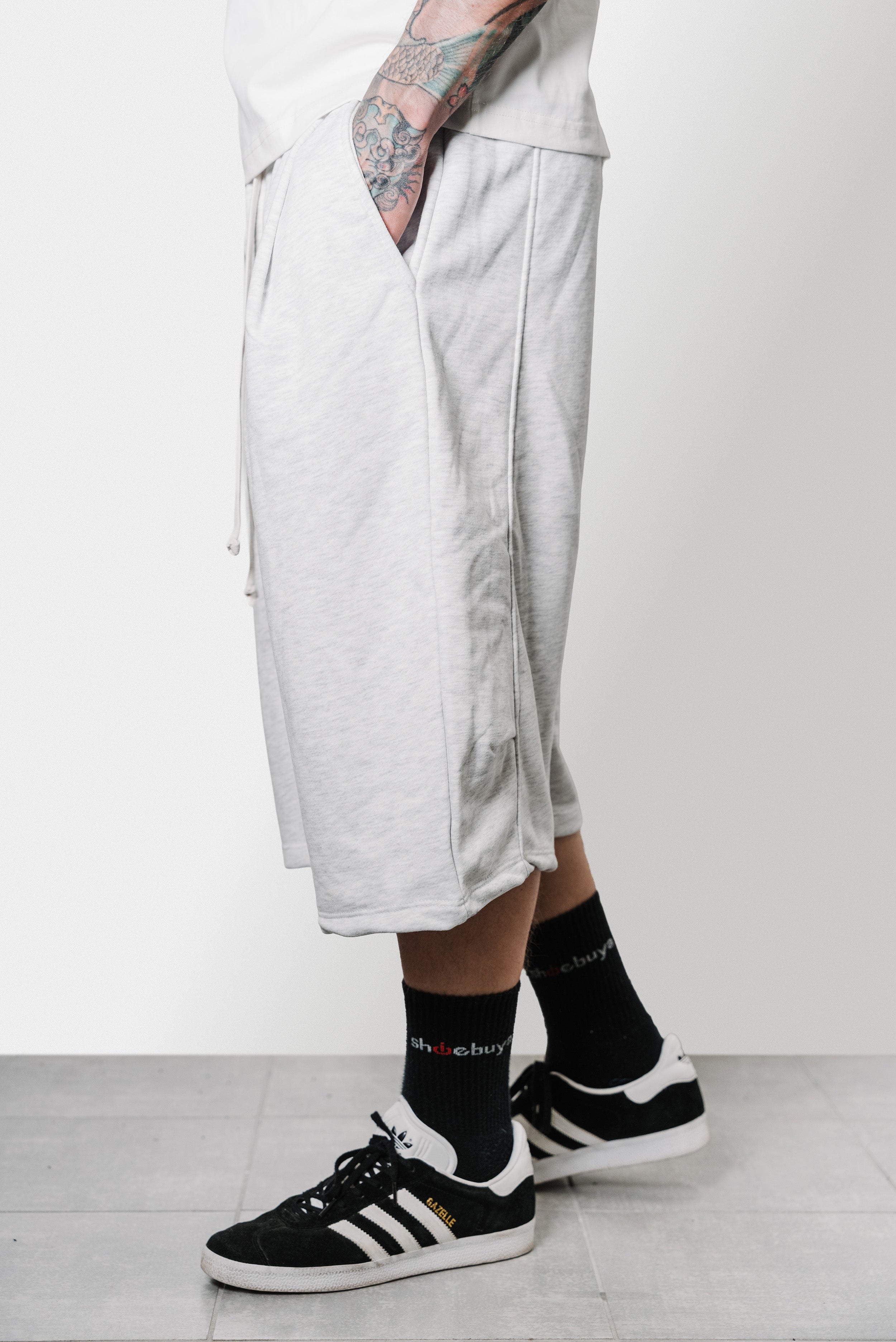 SUPER BAGGY LIGHT GREY COTTON SHORTS - Replacement Brand