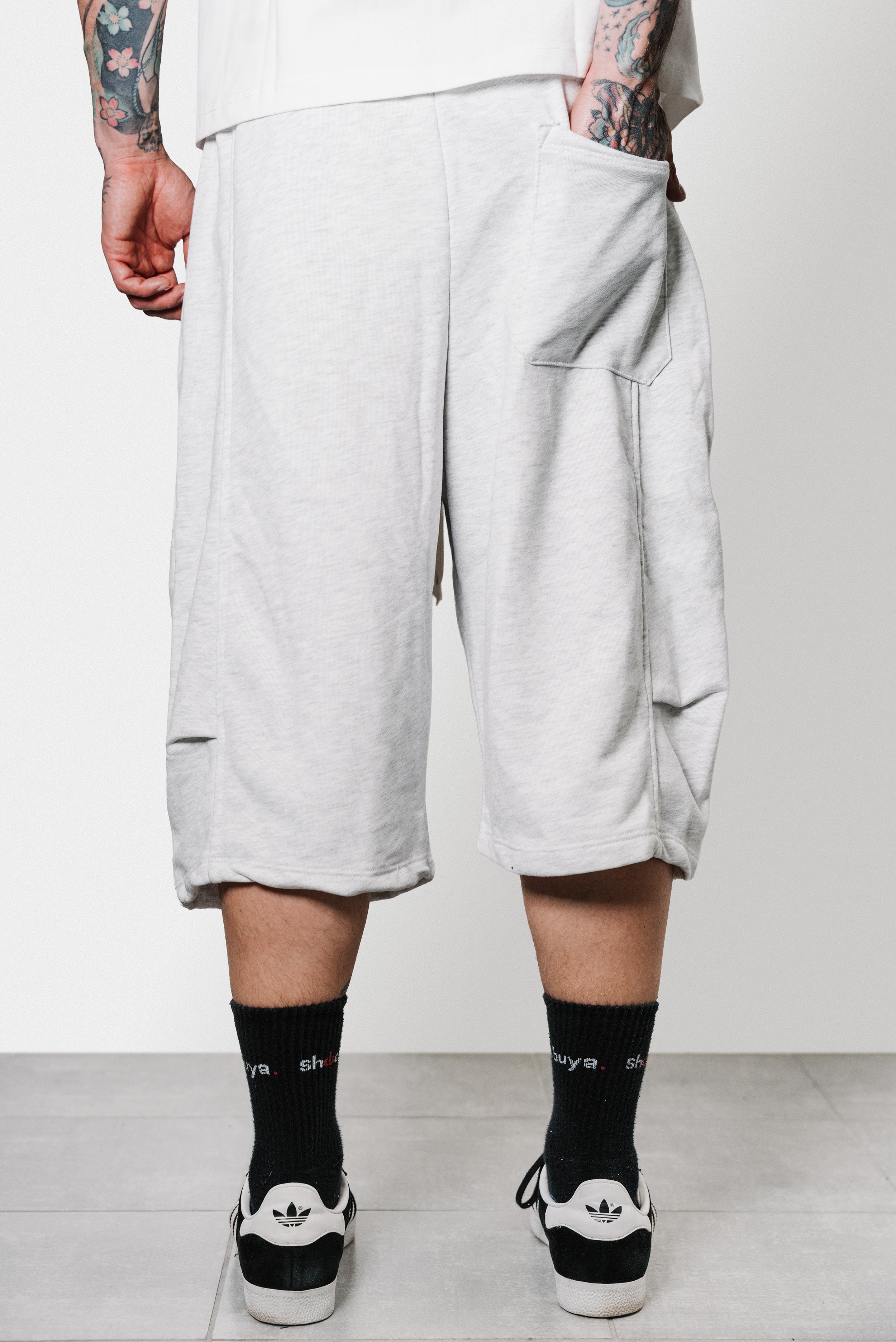 SUPER BAGGY LIGHT GREY COTTON SHORTS - Replacement Brand