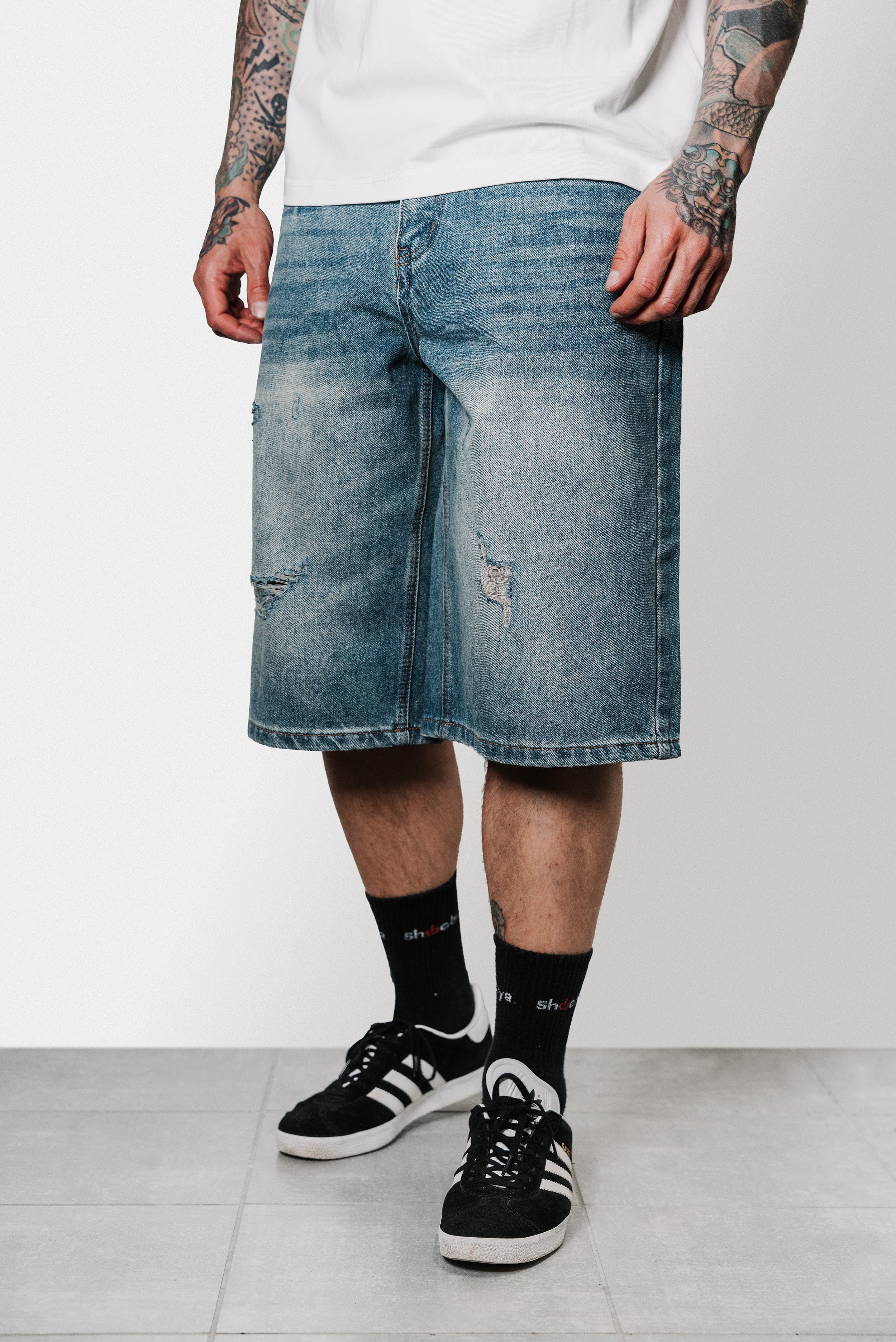 PLESTIC BAGGY DENIM SHORTS - Replacement Brand