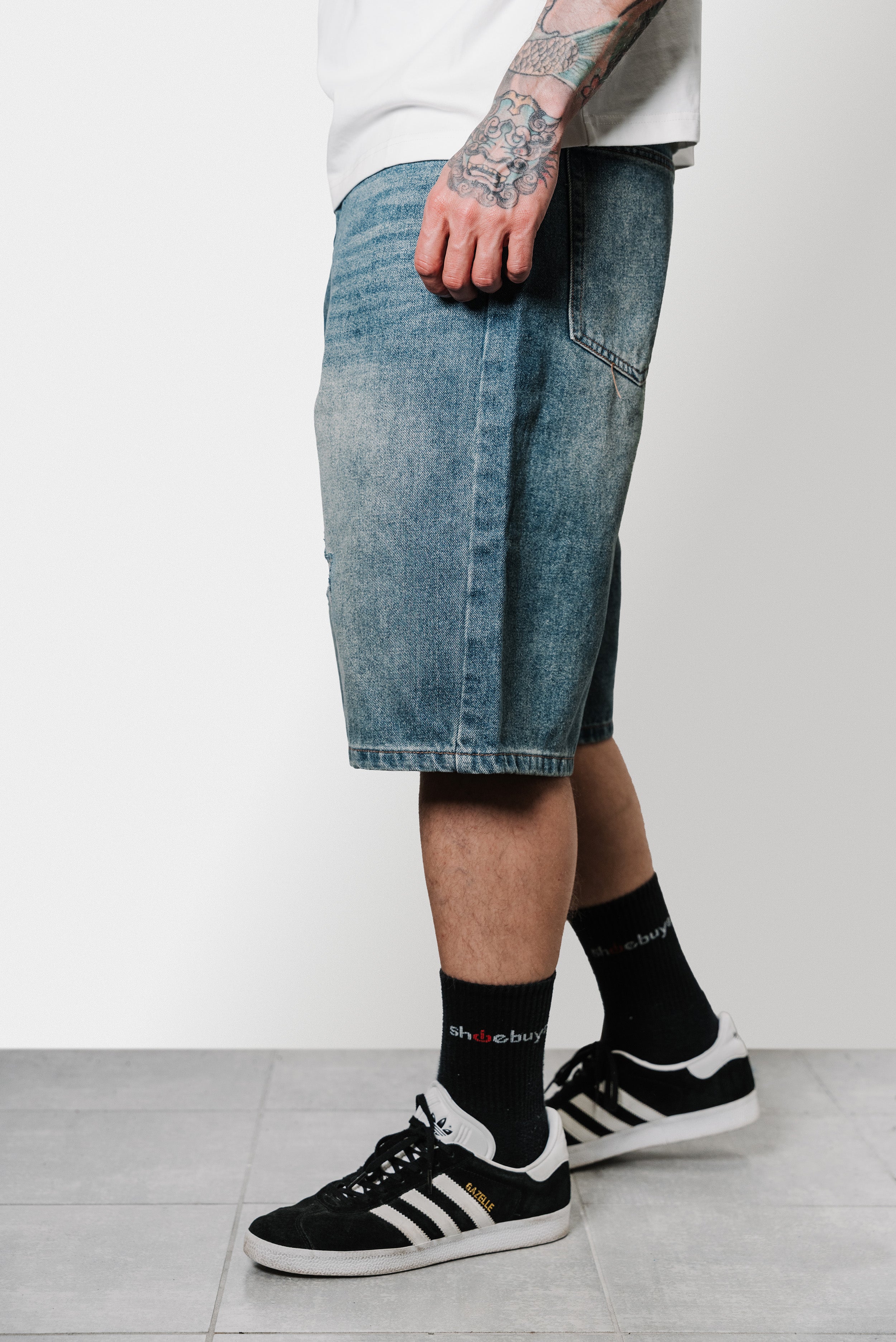 PLESTIC BAGGY DENIM SHORTS - Replacement Brand