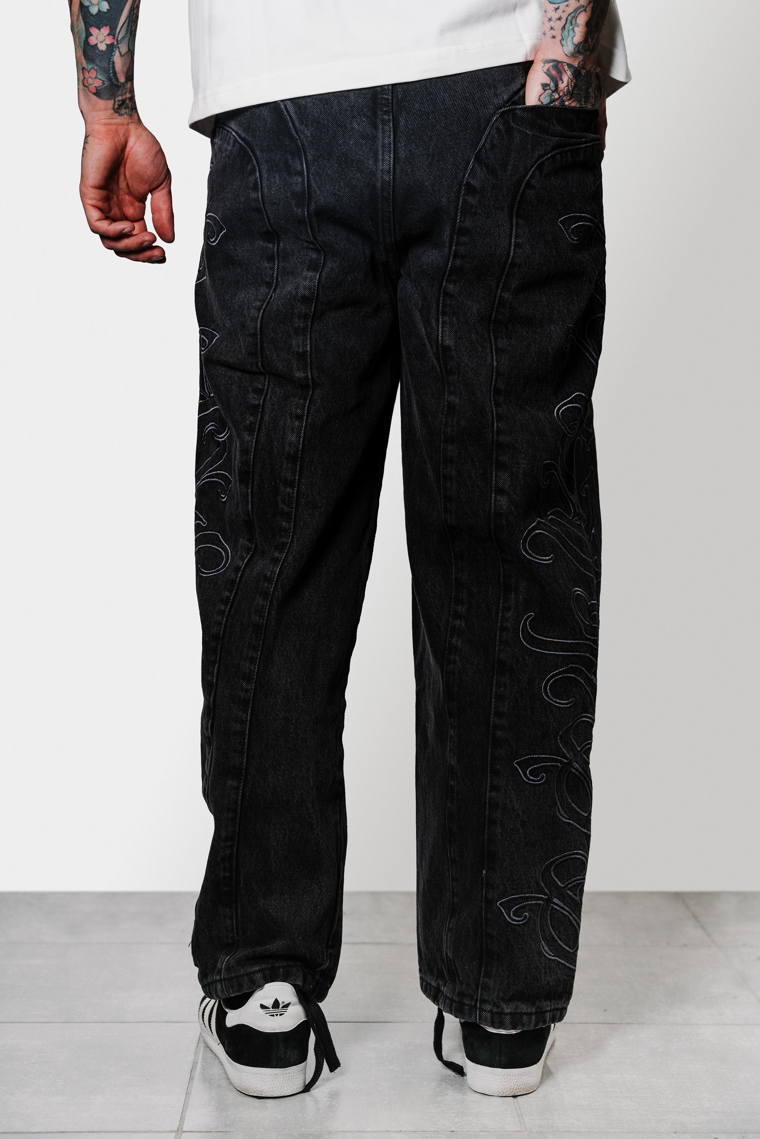 ELYSEE DENIM PANTS WASHED BLACK - Mon Elysee