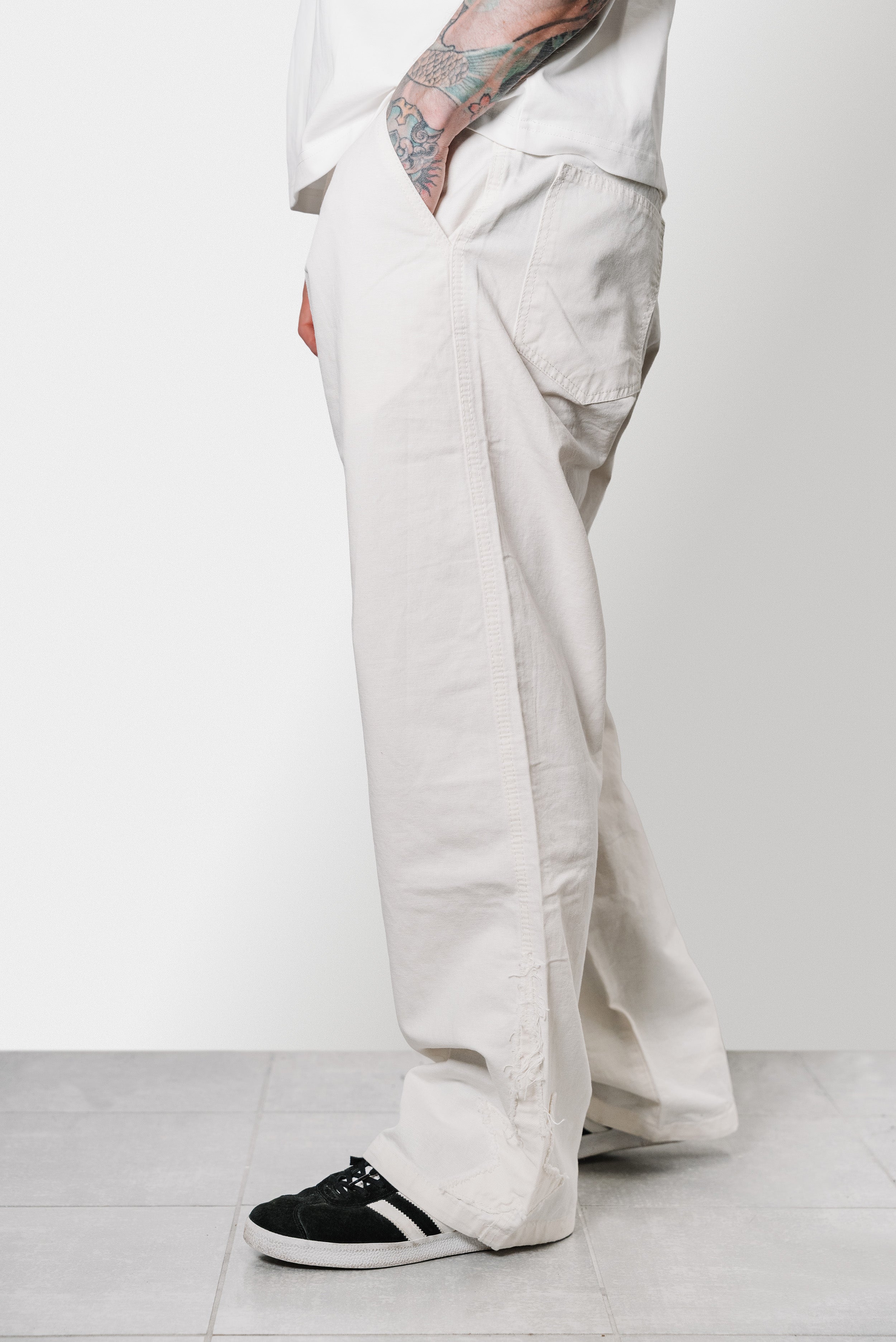 LINEN BASIC CREAM PANTS - ALESSIO GIFFI