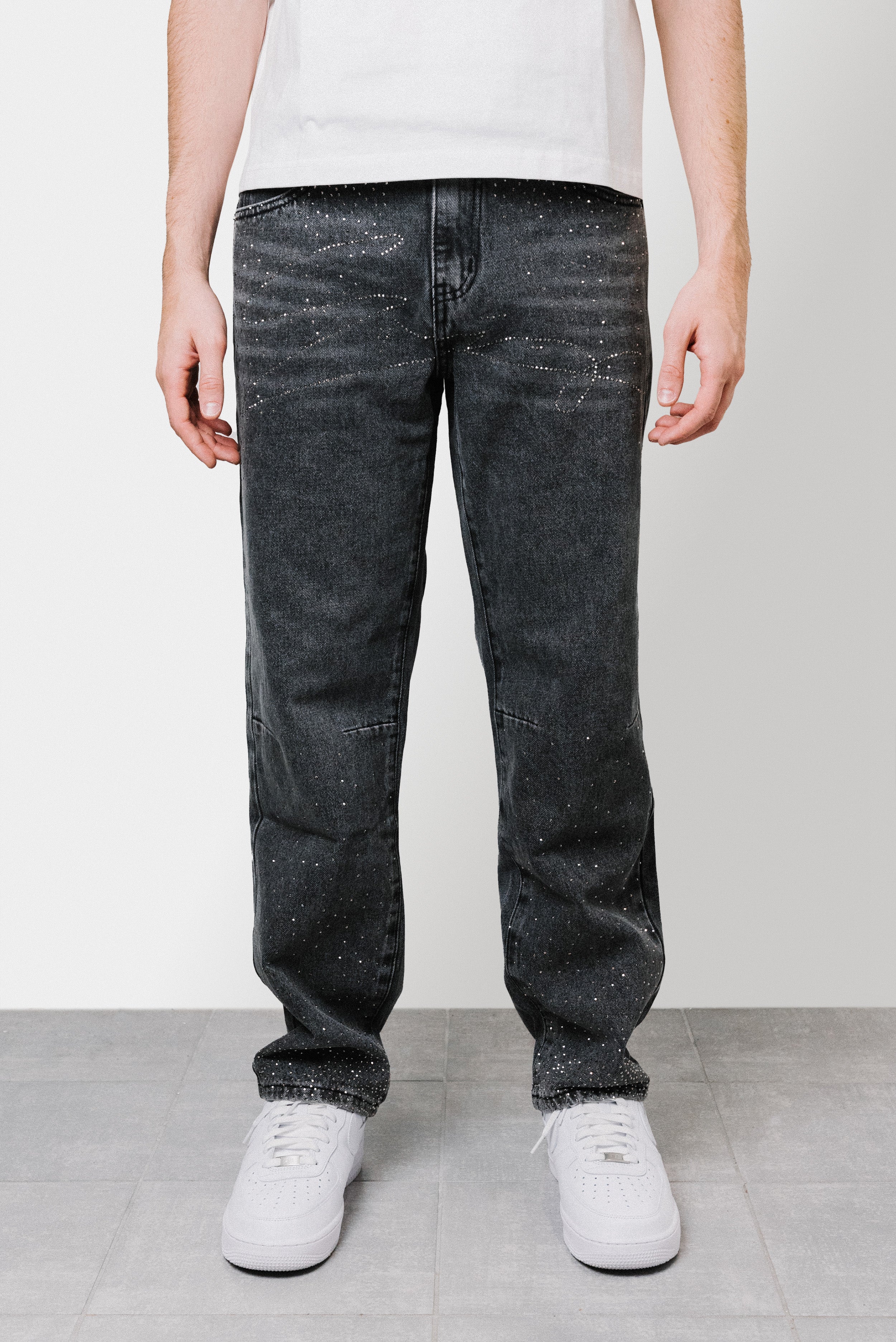 GREY SPARCKLY DENIM JEANS - Replacement Brand
