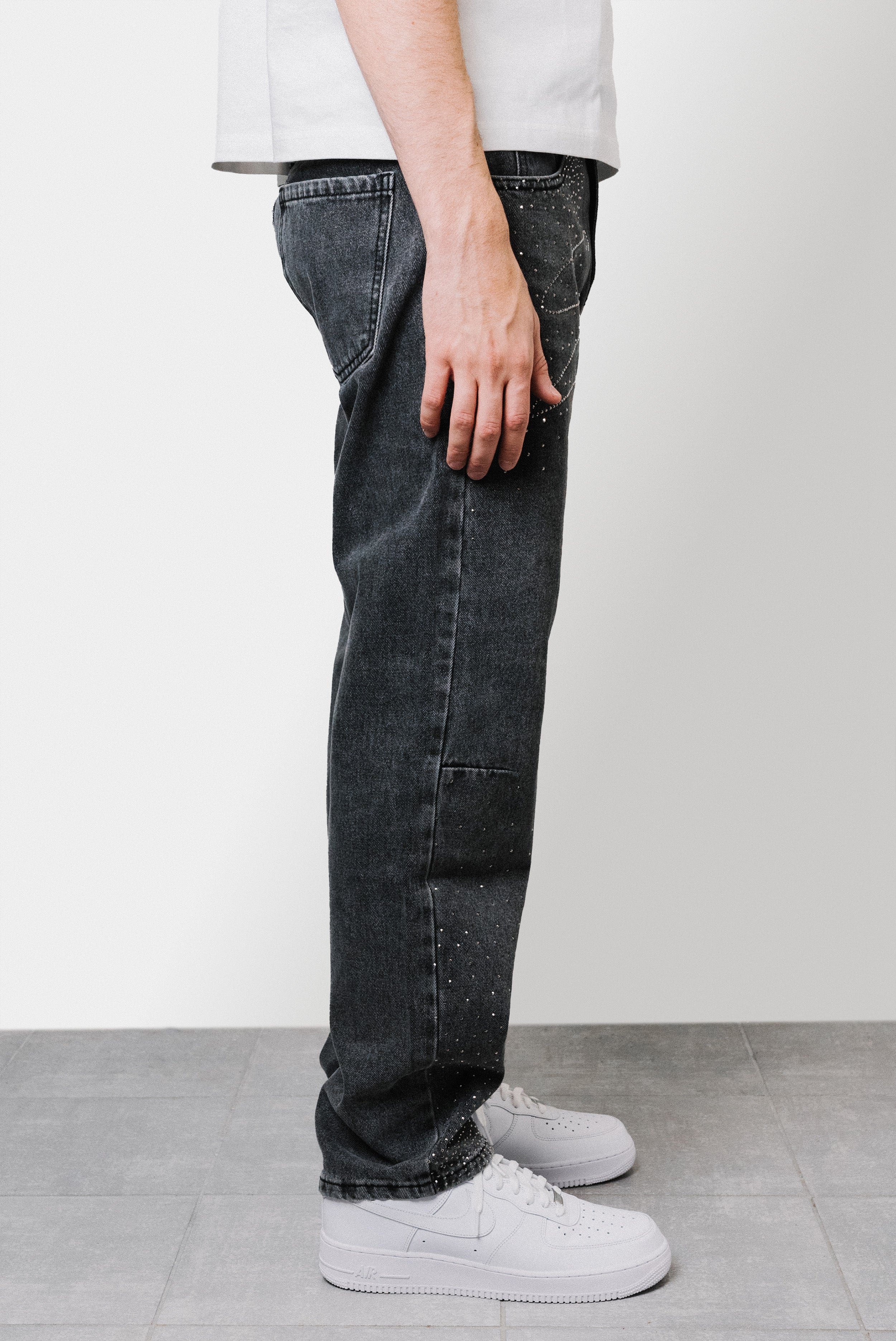 GREY SPARCKLY DENIM JEANS - Replacement Brand