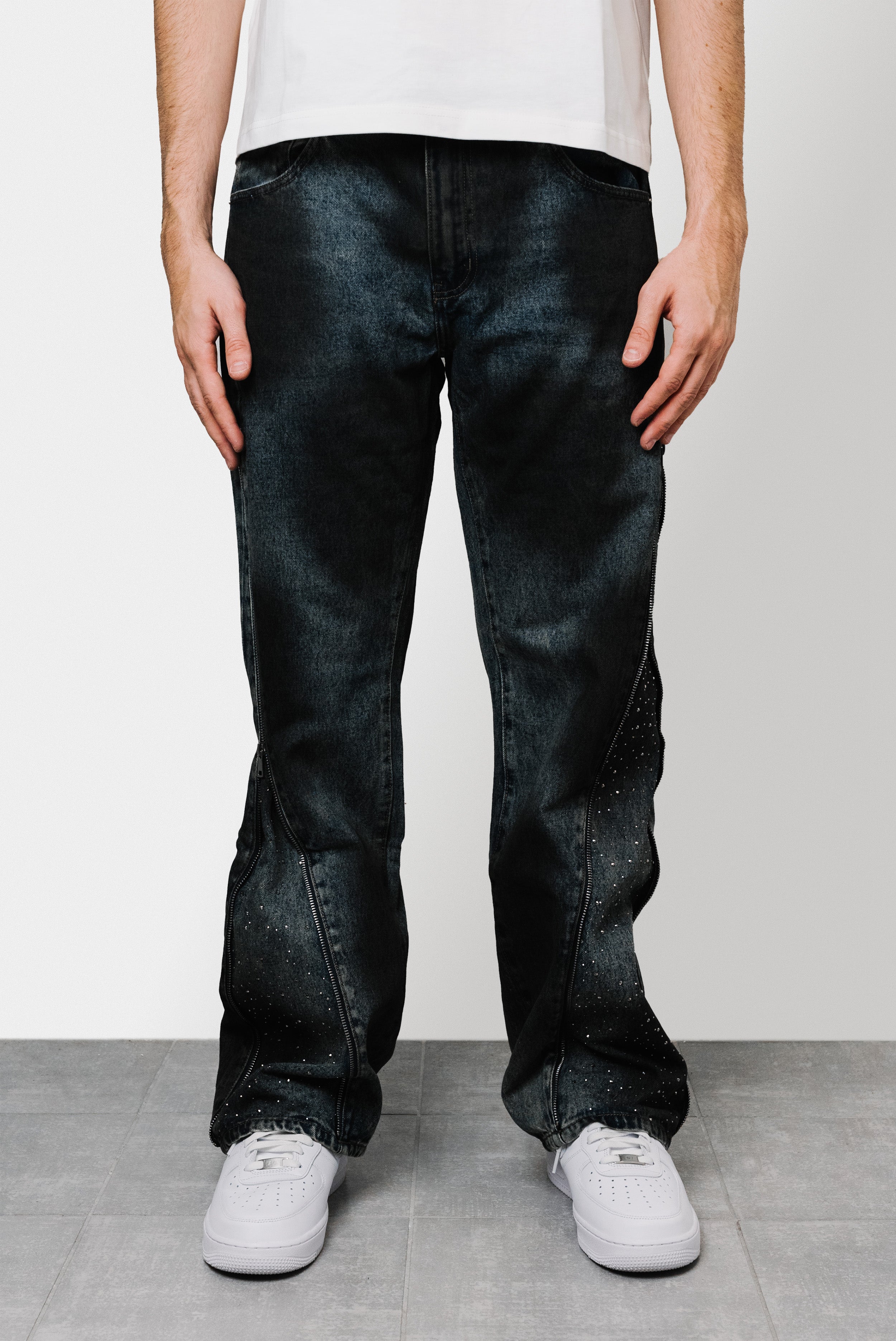 DENIM ZIP SPARCKLY JEANS - Replacement Brand