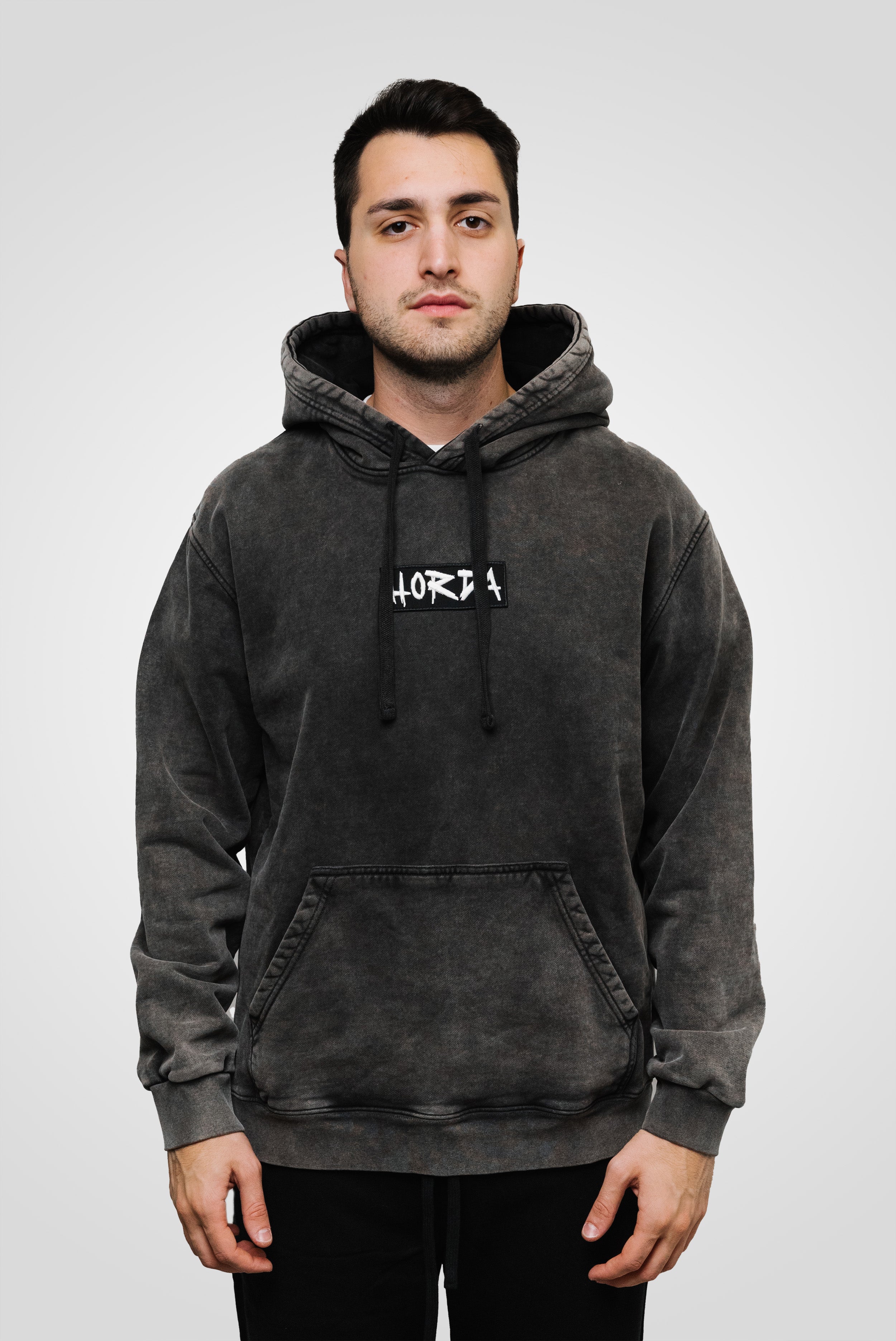 BOX LOGO HOODIE WASHED GREY - Horda Brand