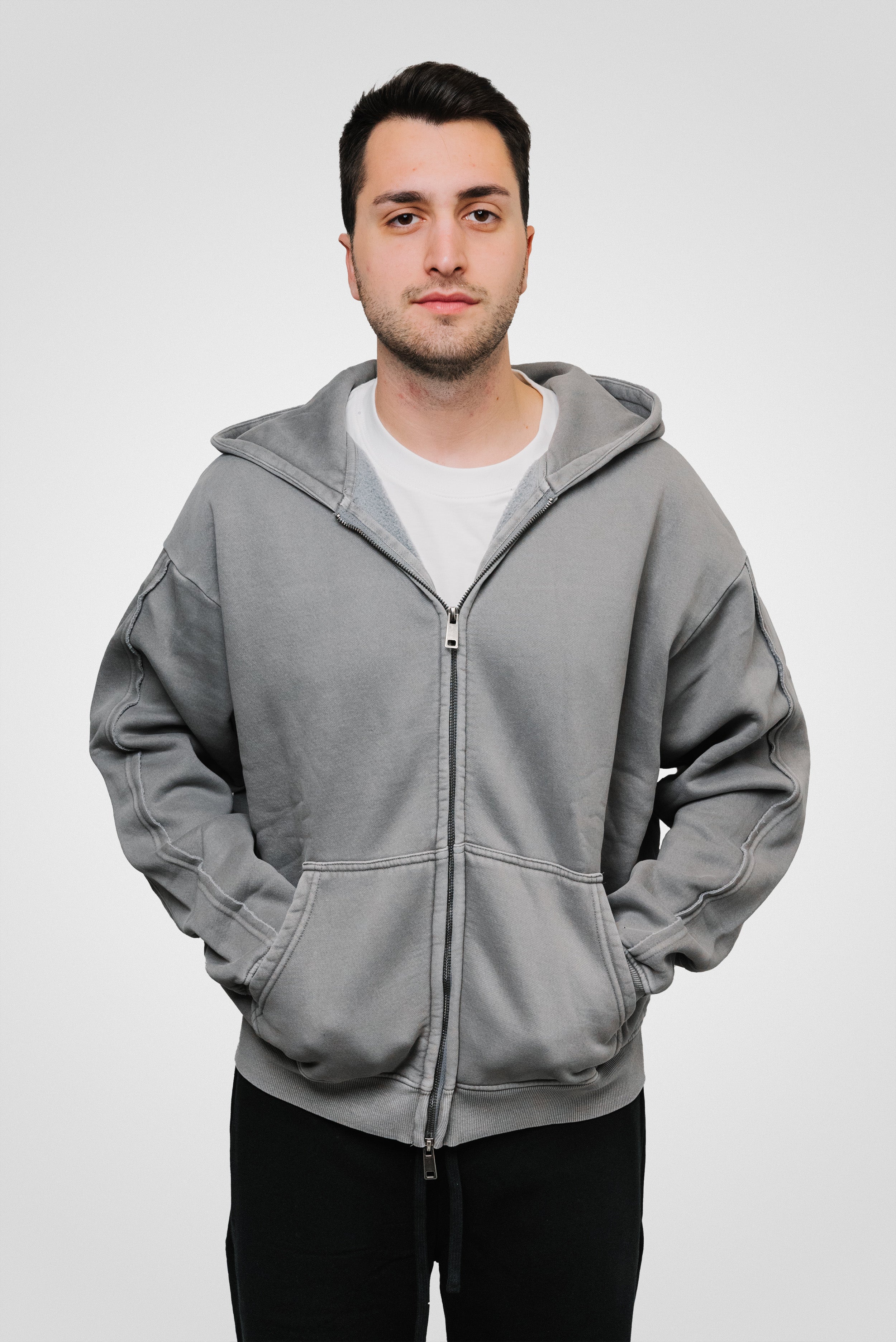 ZIP HOODIE GREY- Shoebuya Brand