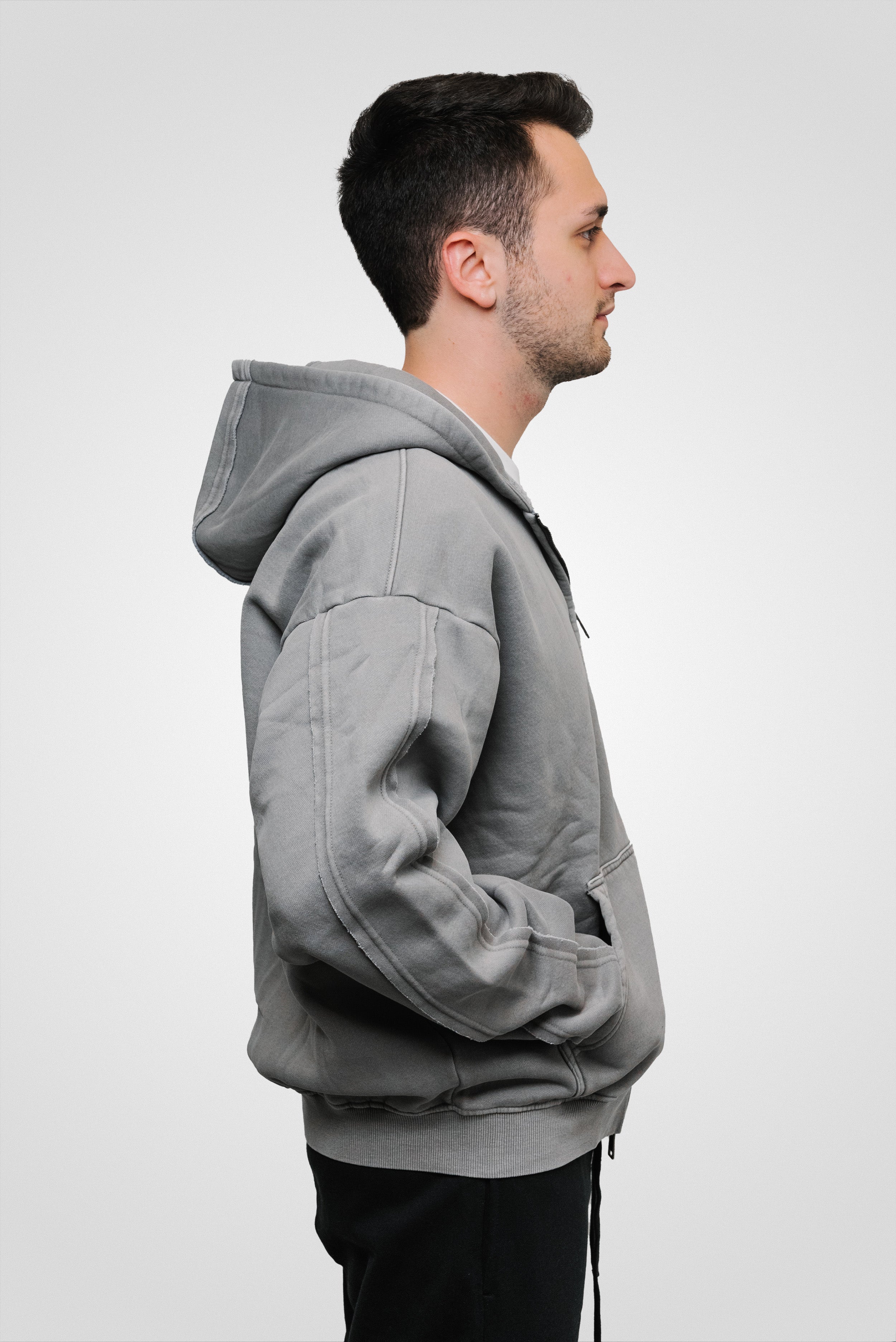 ZIP HOODIE GREY- Shoebuya Brand