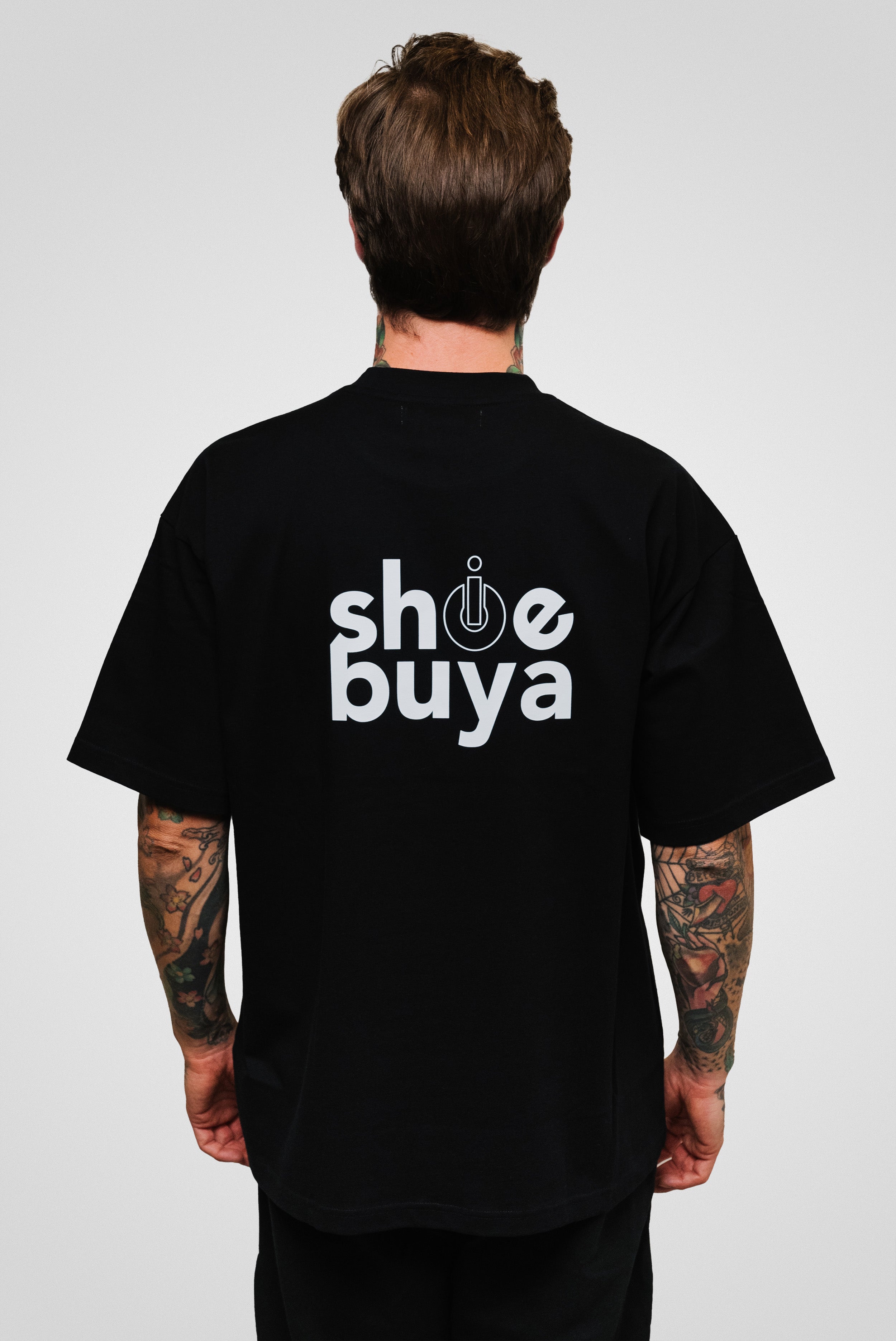 DOUBLE LOGO SHOEBUYA TEE BLACK - Shoebuya Brand