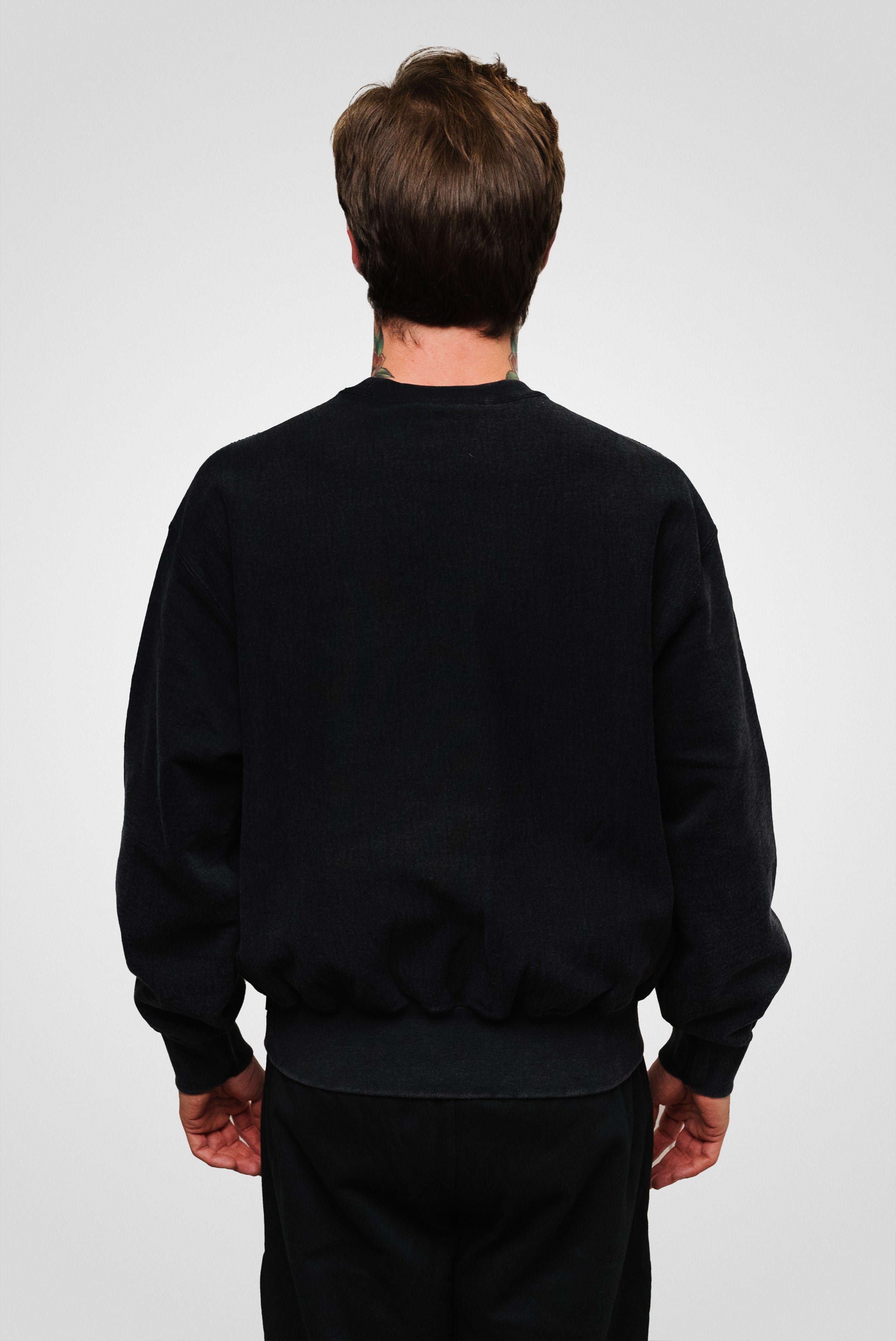 SUPREME WASHED BOX LOGO CREWNECK BLACK SS25