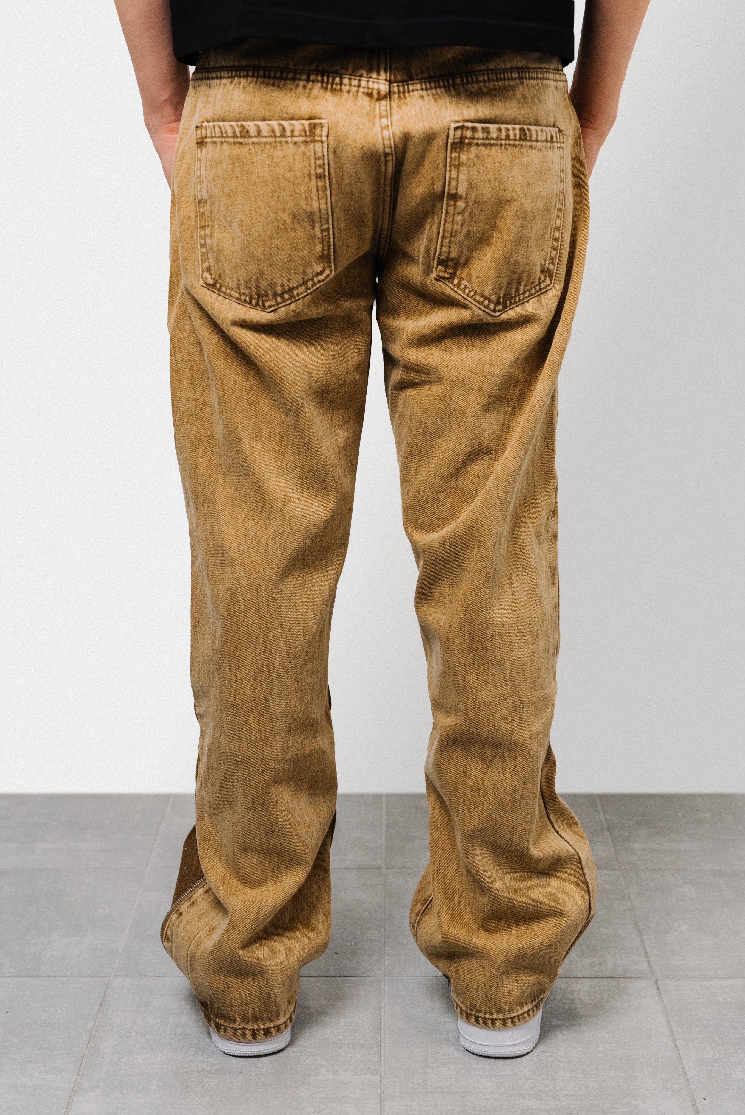 COPPER ZIP DENIM JEANS  - Shoebuya Brand