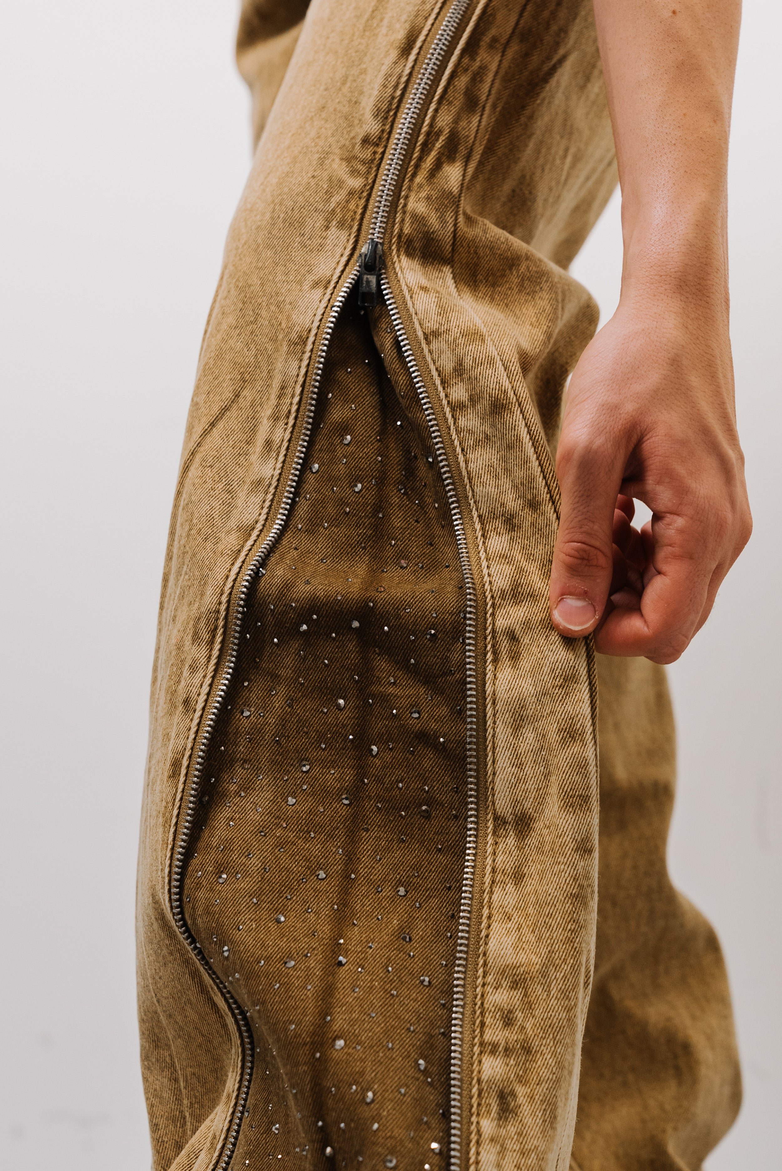 COPPER ZIP DENIM JEANS  - Shoebuya Brand