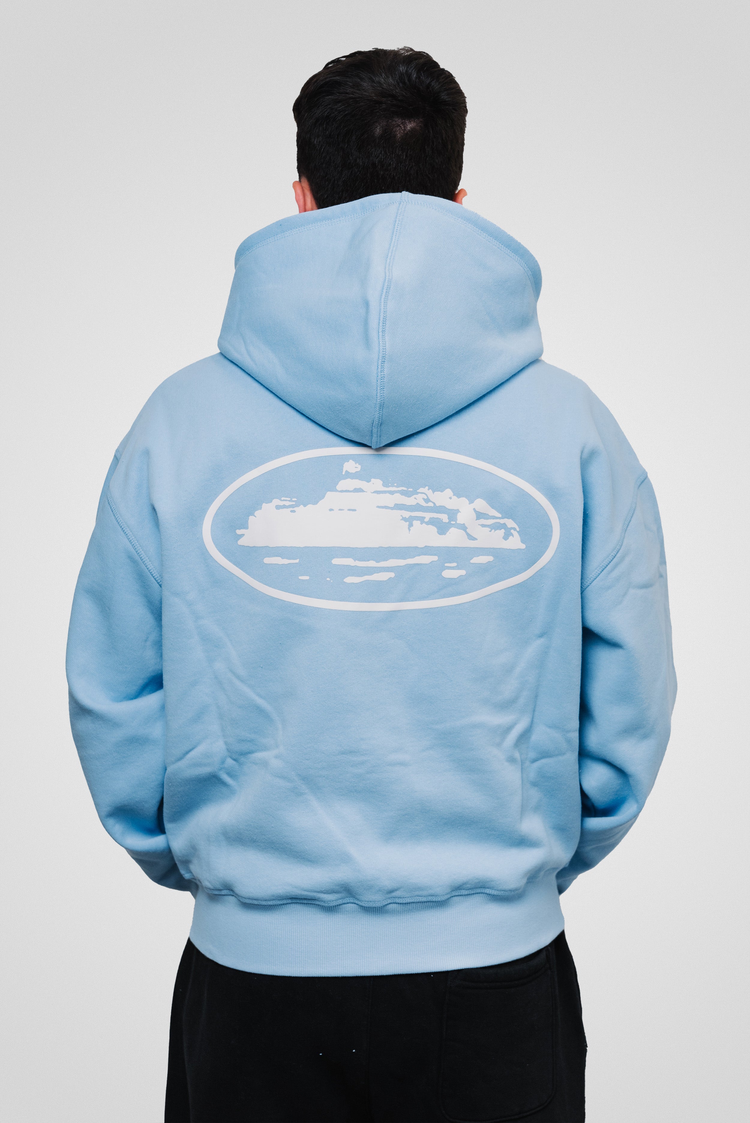 CORTEIZ ISLAND PUFF PRINT ZIP HOODIE BABY BLUE